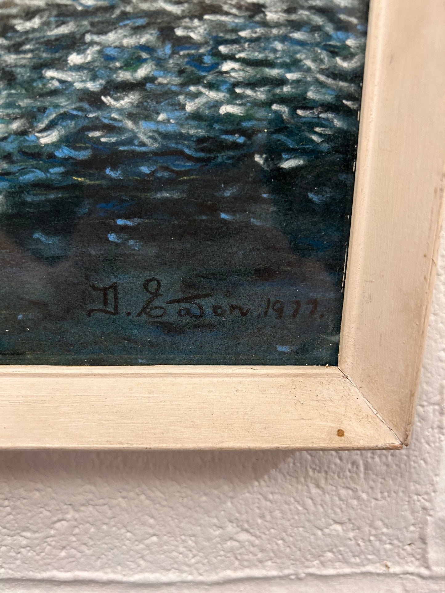 Gorgeous framed and signed painting by D Eaton 1977 Forest scene