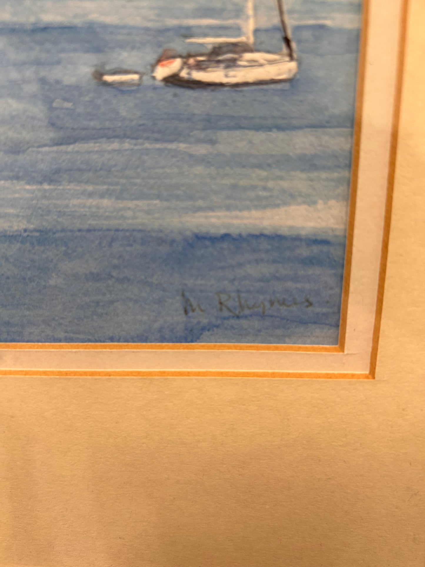 Lovely Vintage framed and signed coastal painting by Margaret Rhymes