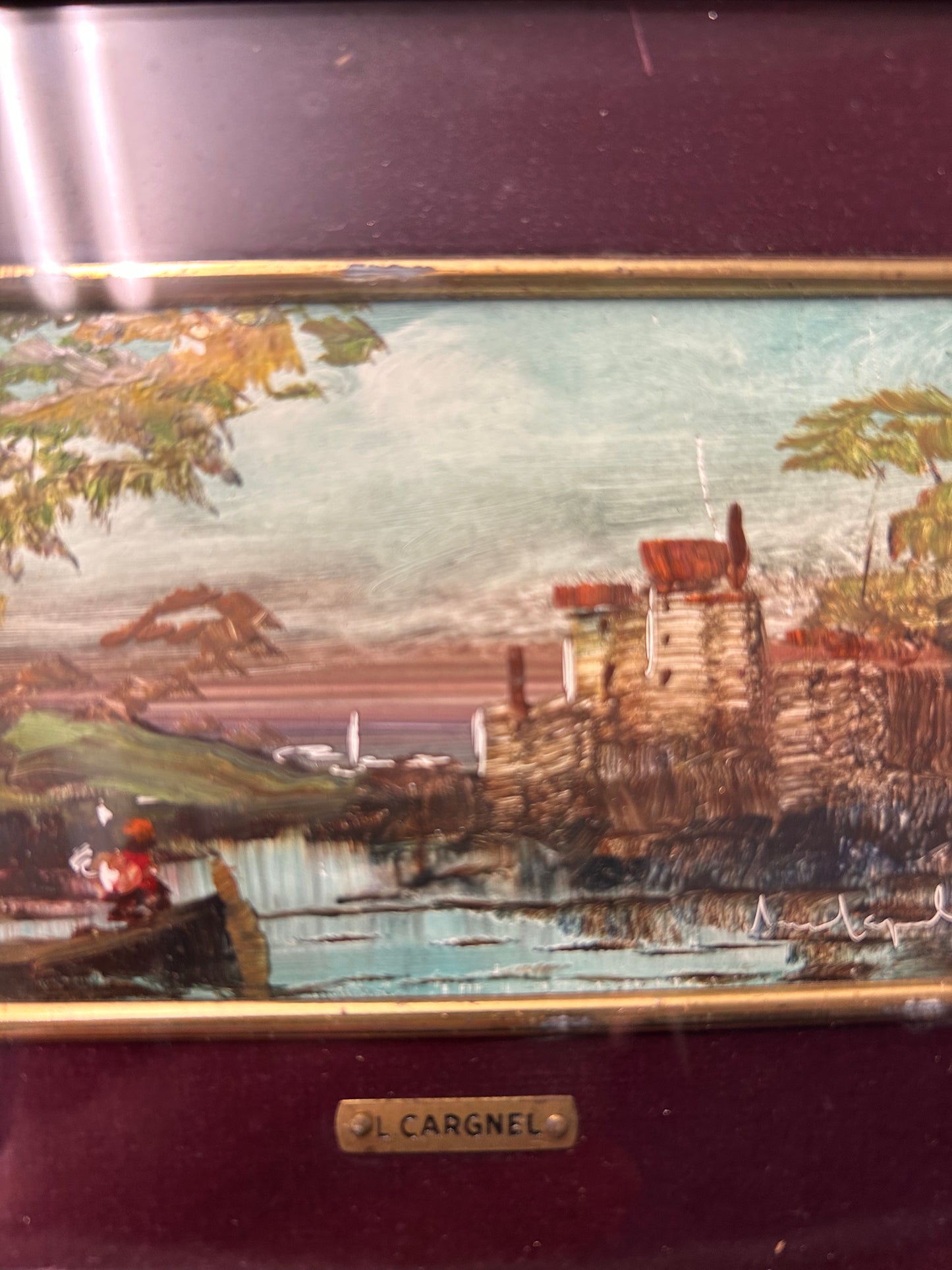 A pair of small Luciano Cargel oil paintings framed and signed