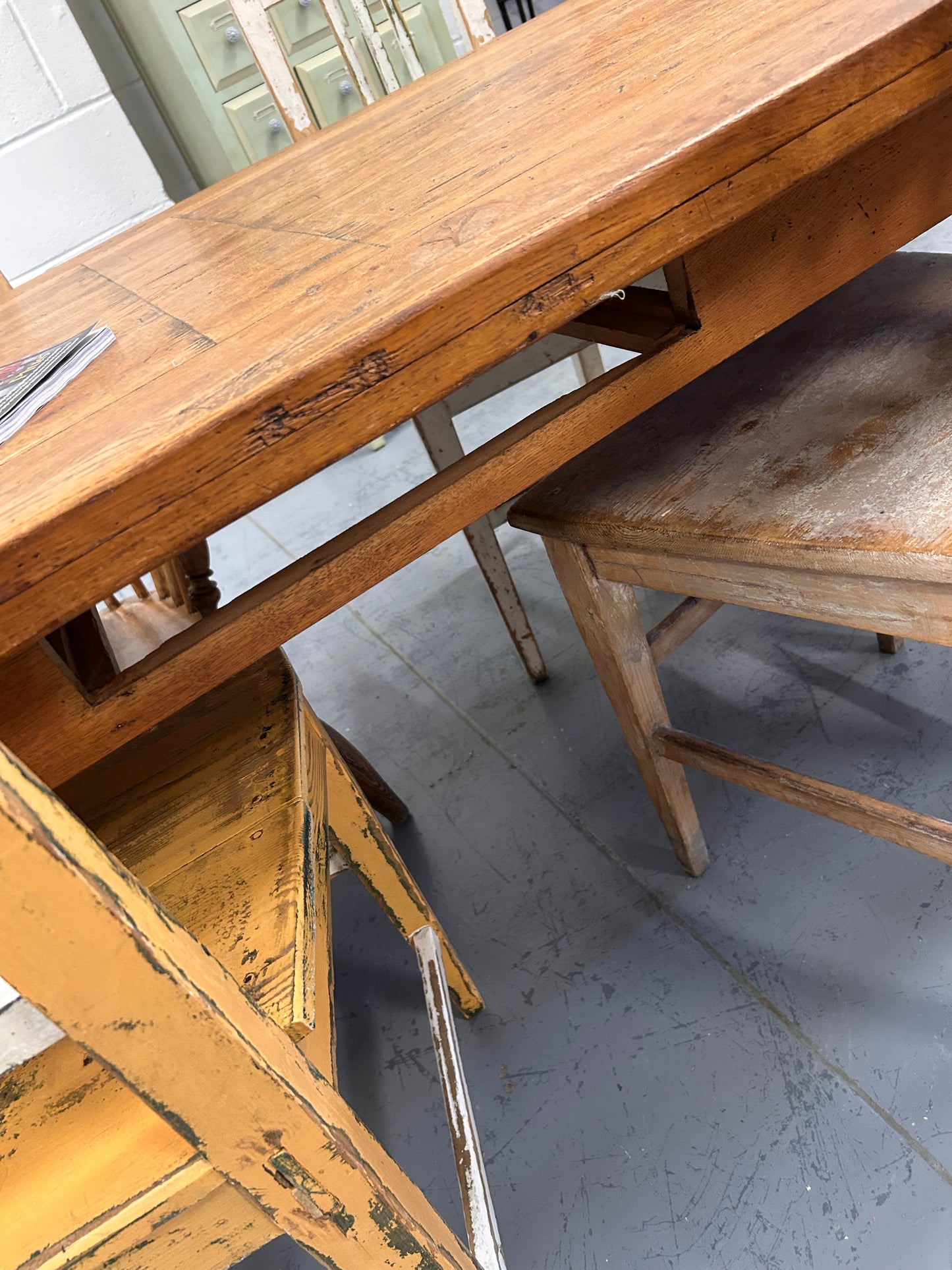 French Oak extending Refectory table thick wooden top and base Seat up-to 12