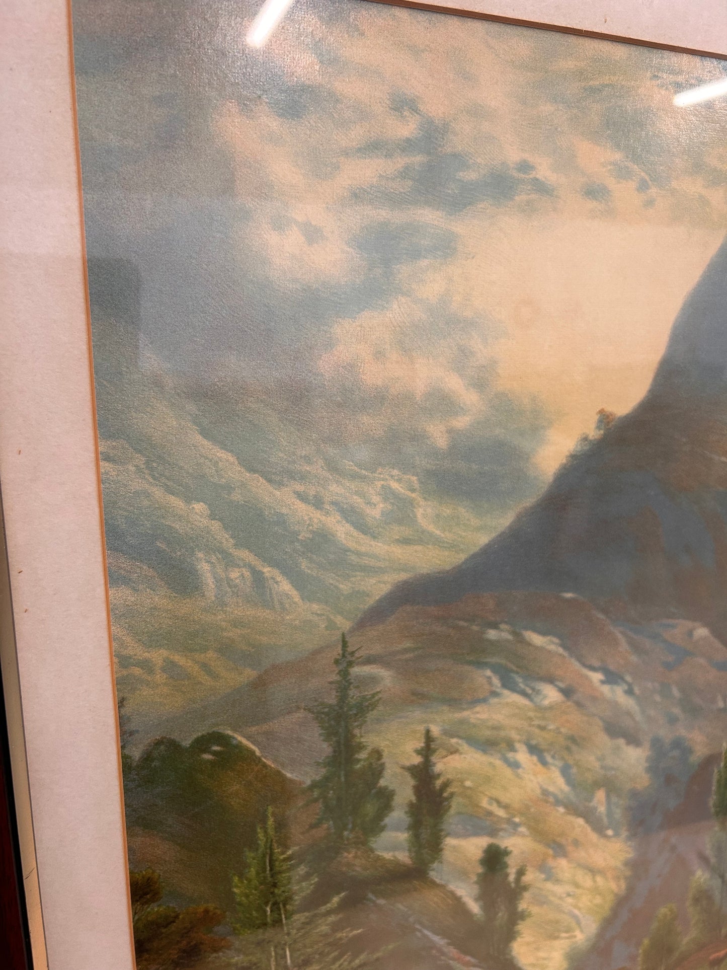Large Vintage print - Scotland landscape Highland Cows