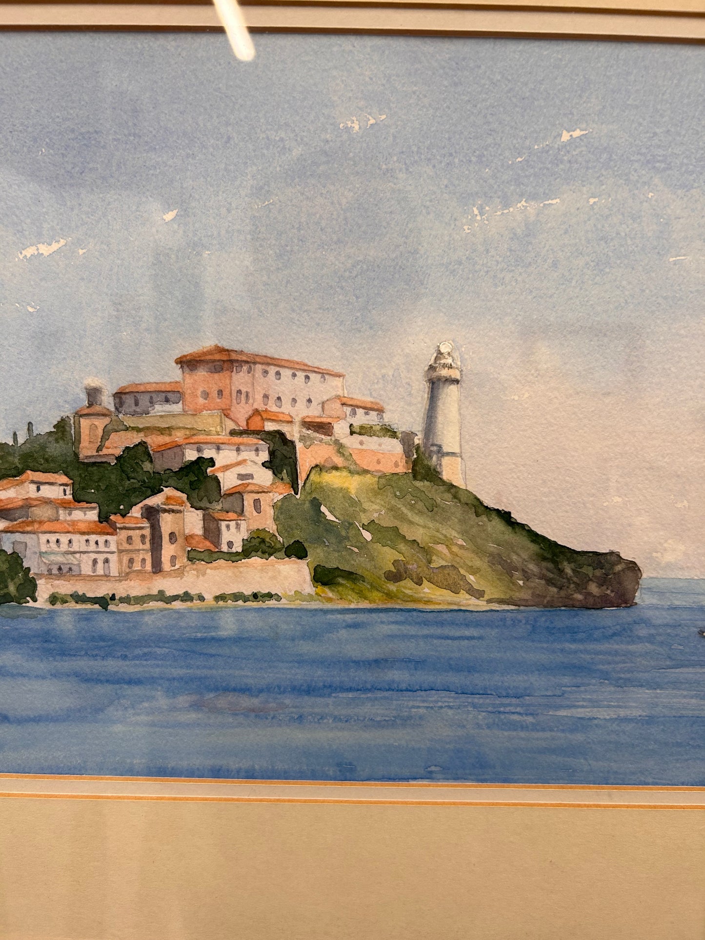 Lovely Vintage framed and signed coastal painting by Margaret Rhymes