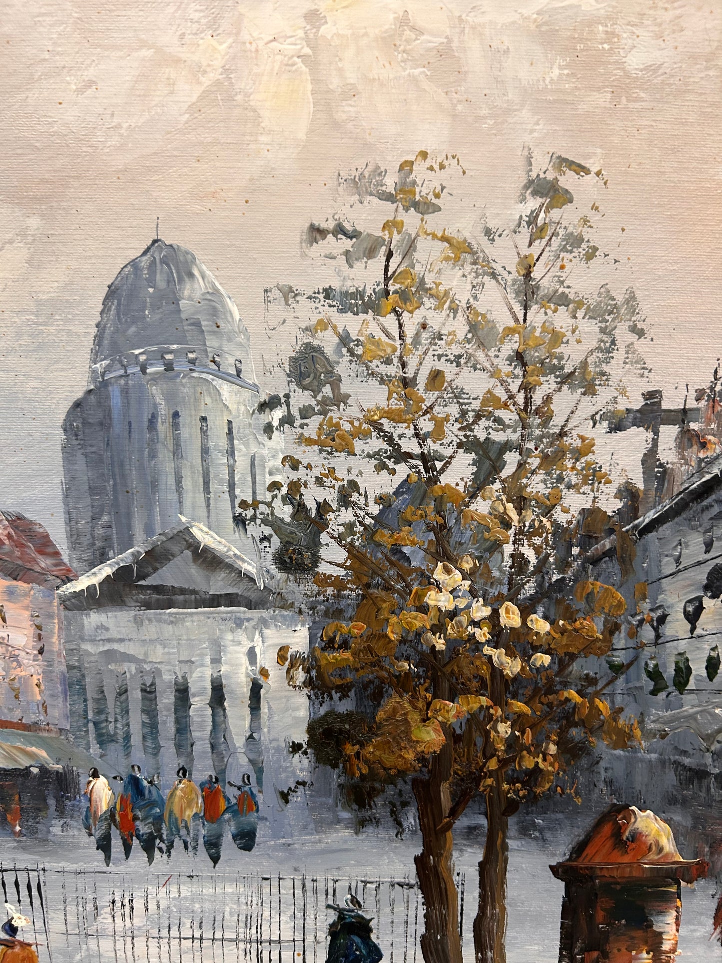Lovely vintage Parisian scene oil painting, framed and signed 