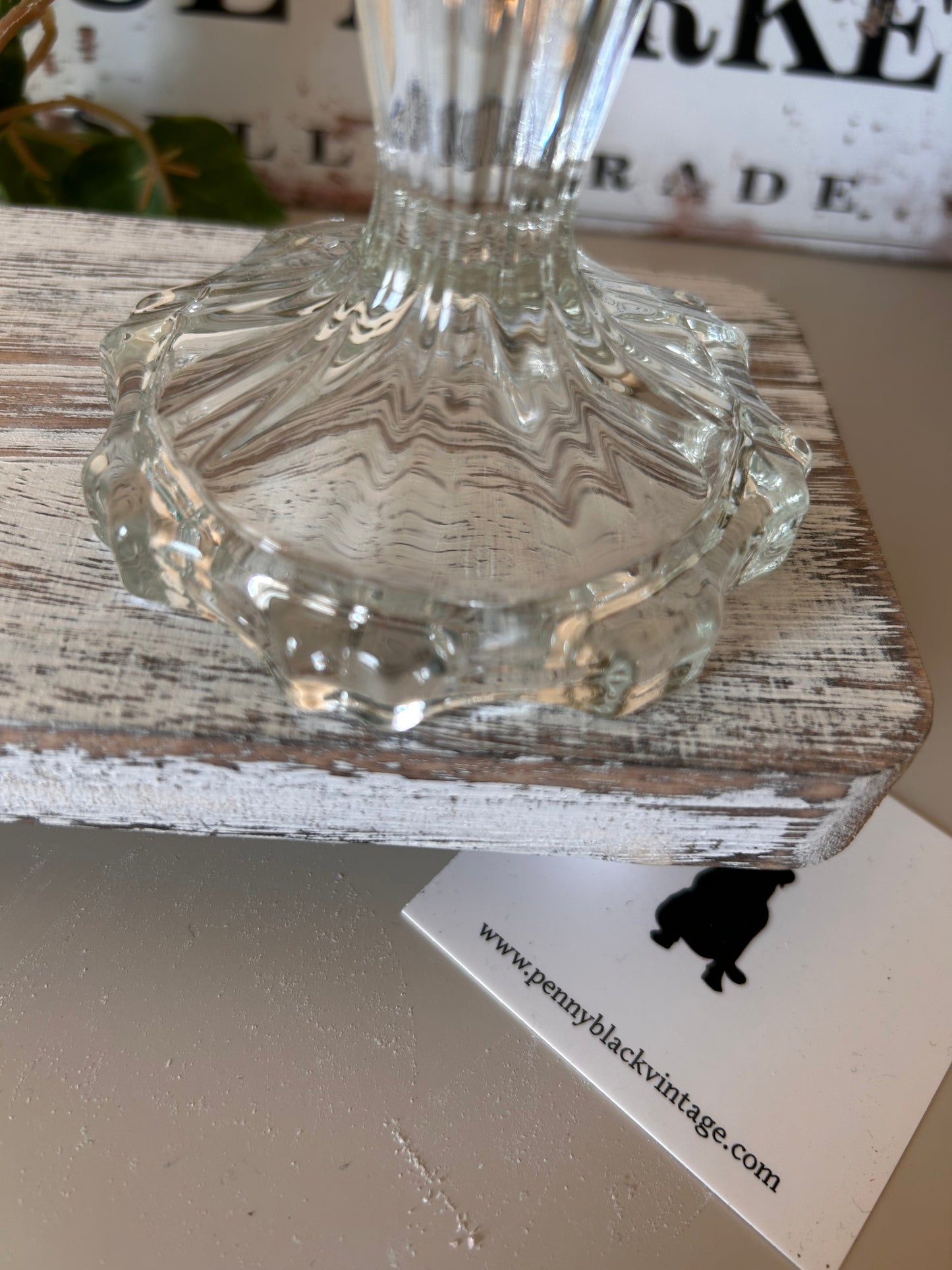 Clear Pressed Glass Vintage Style Candle stick holder