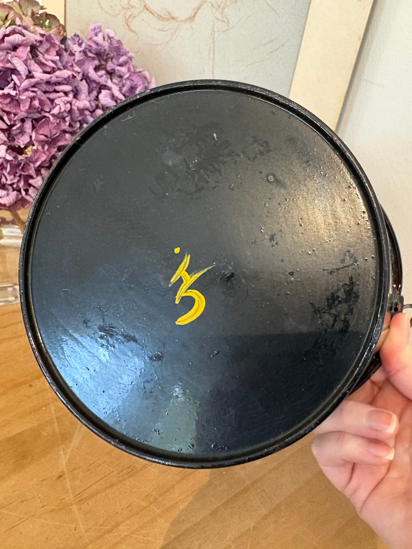 Vintage hand painted bucket design plant pot folky bargeware look