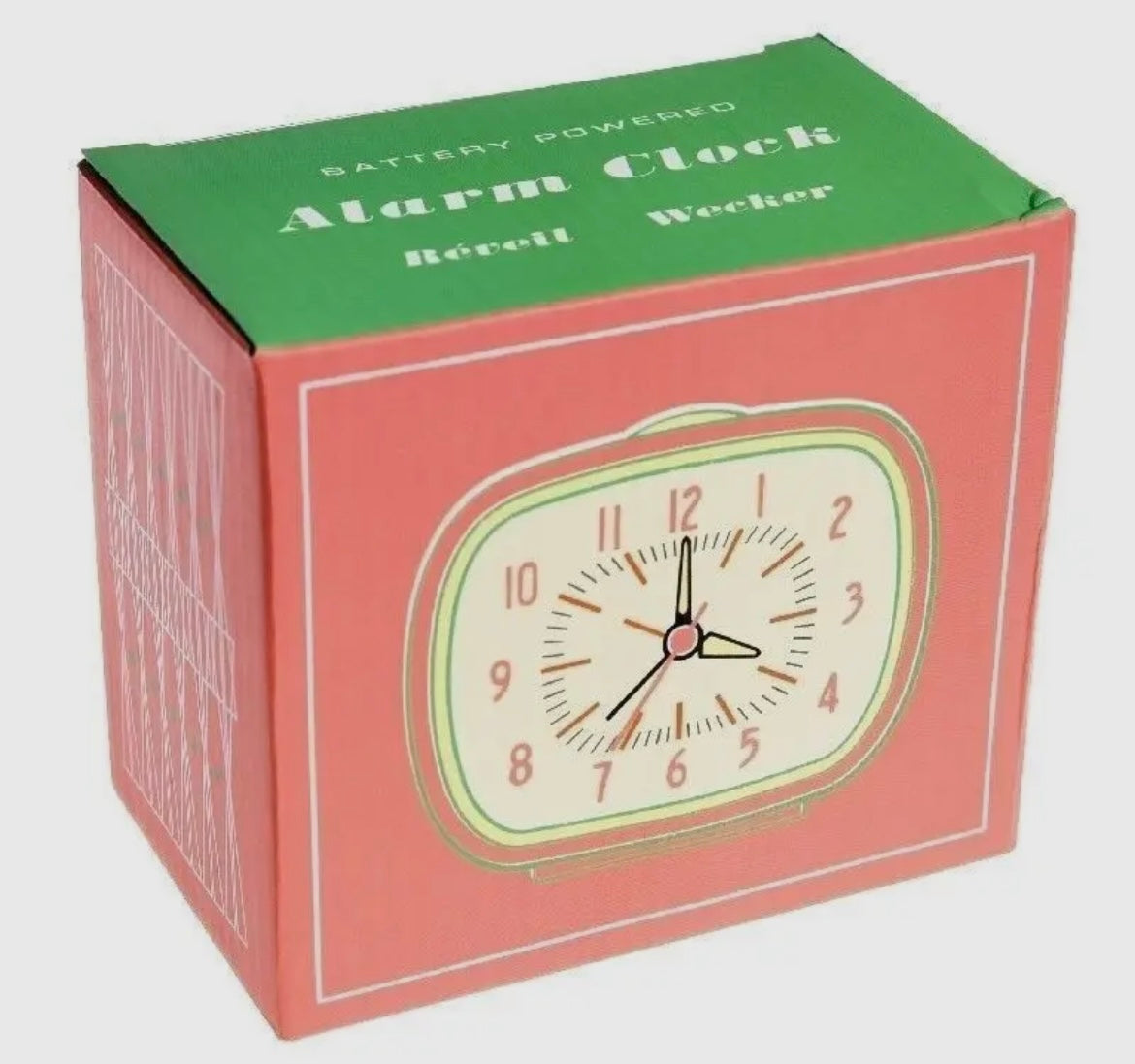 PINK Retro style freestanding mantle or bedside clock with alarm boxed great gift