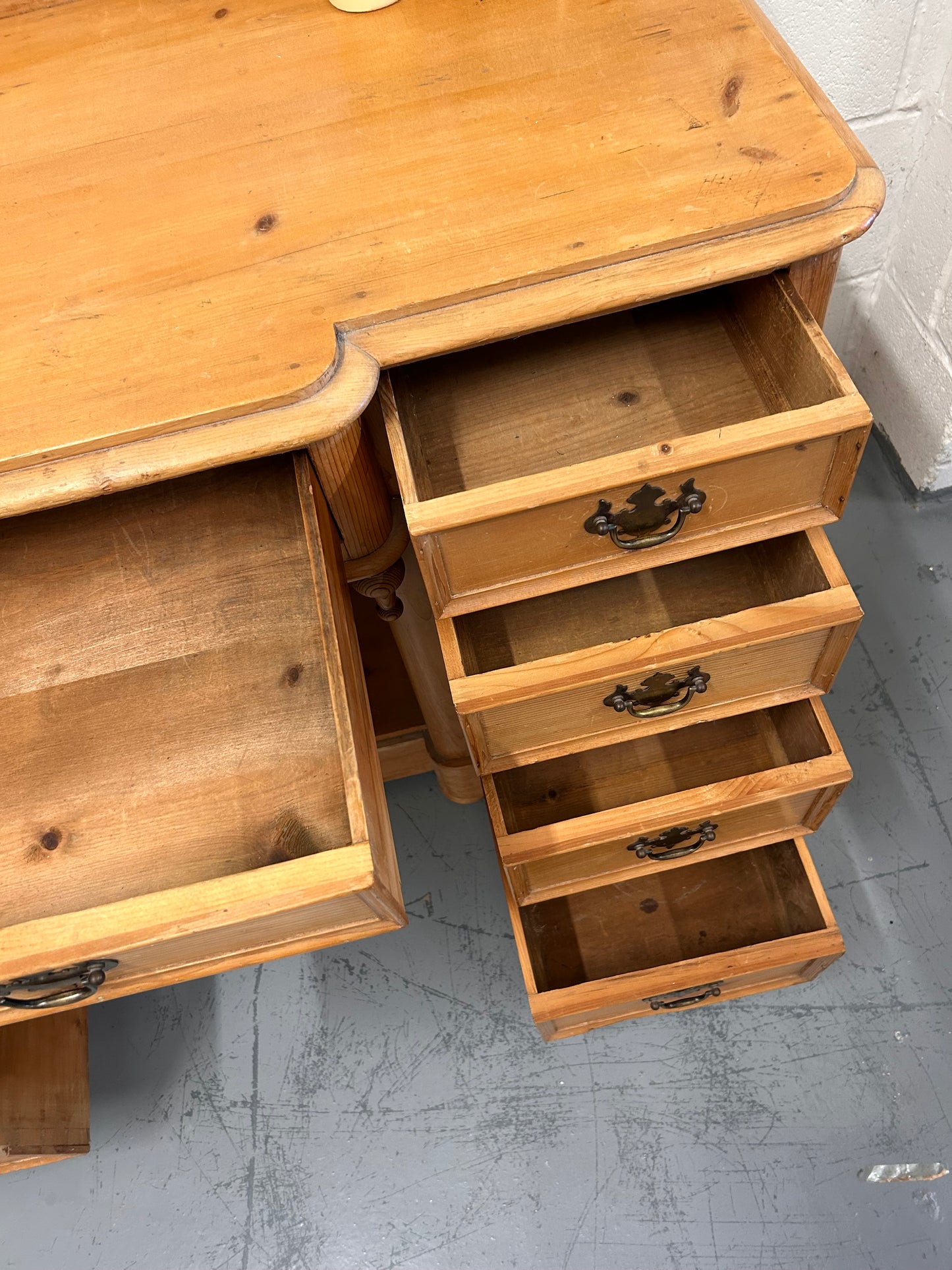 Antique Victorian Stripped Pine sideboard with Drawers Raised back