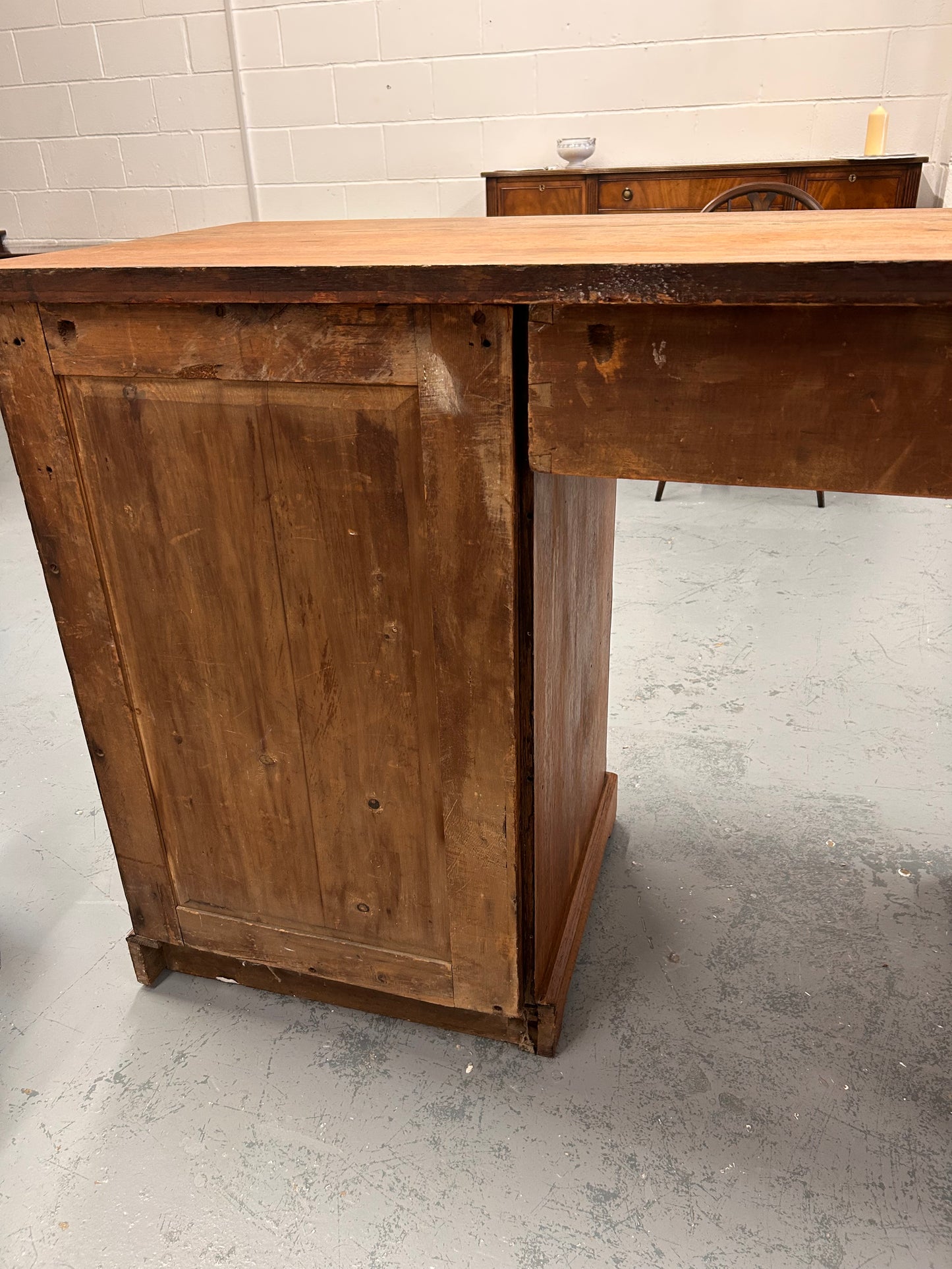 Large Victorian oak sideboard drawers cupboards carving and original handles