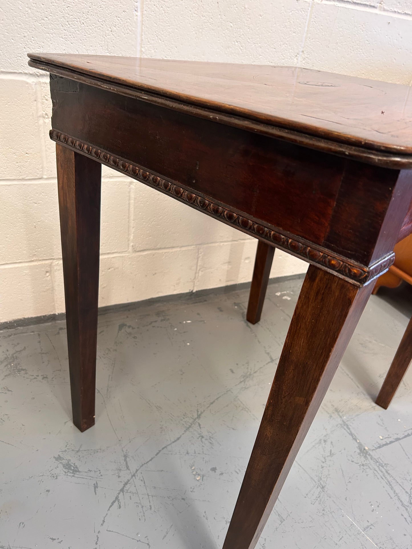 19th century inlaid mahogany country house rectangular side table with drawer.