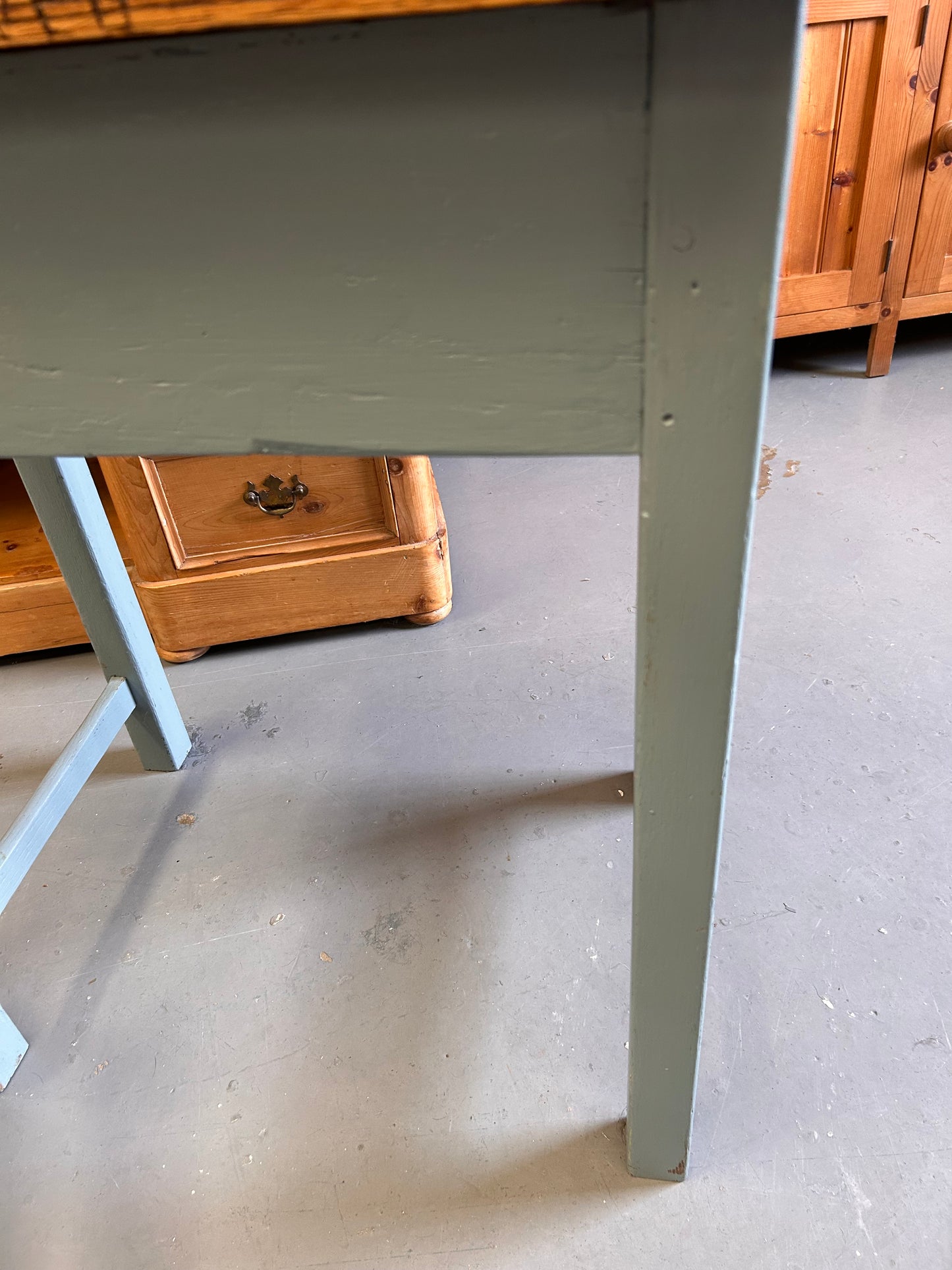 A Child’s painted blue traditional vintage school desk from 1950’s lift off lid