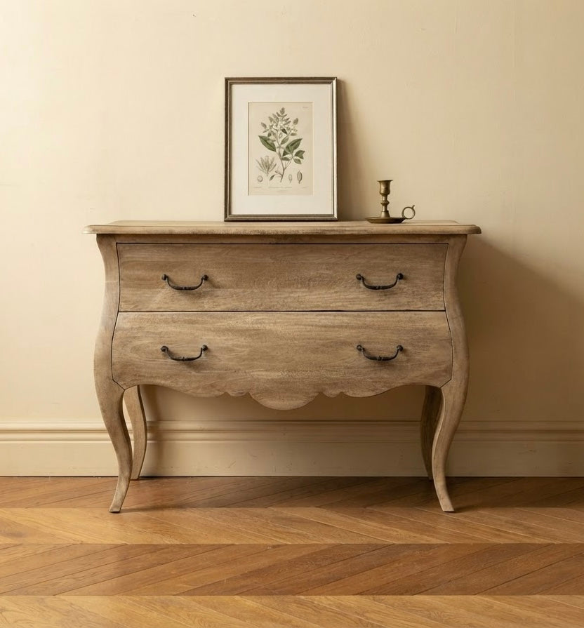 Two Drawer French Style Bomb Chest of Drawers Light Mahogany