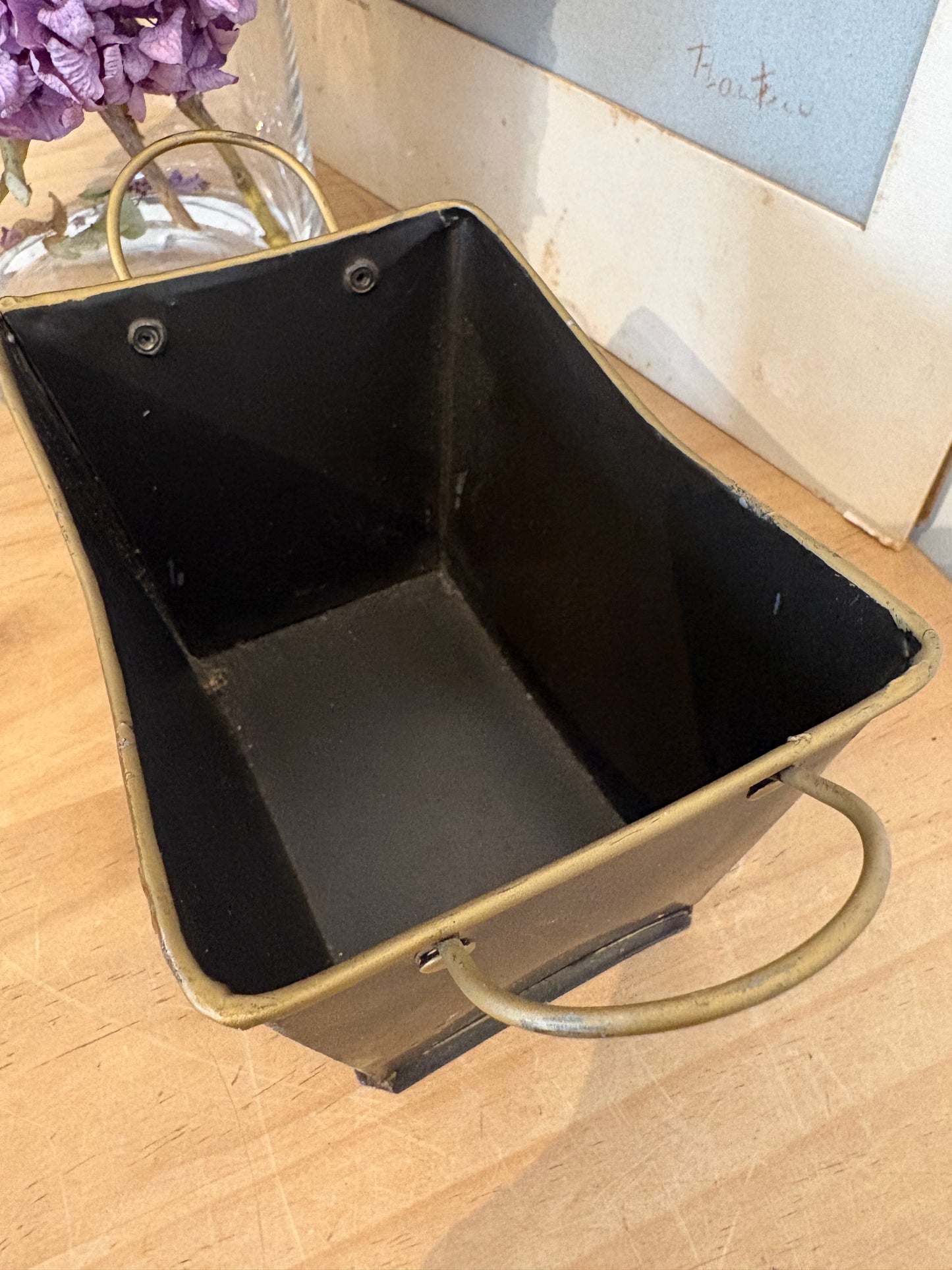 Vintage hand painted fruit design metal trough for flowers plants