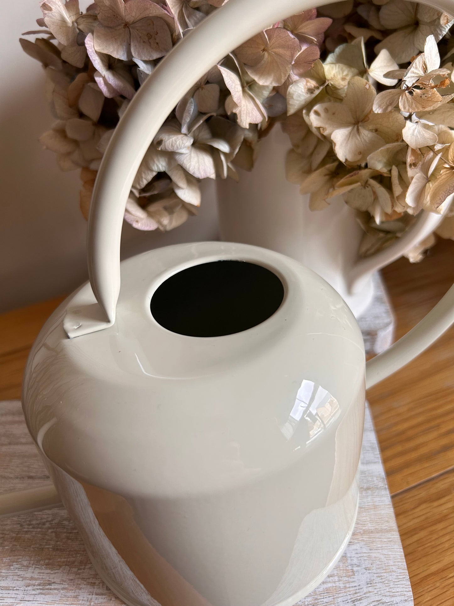 A Stone cream 1ltr enamel metal watering can indoor houseplants retro classic style