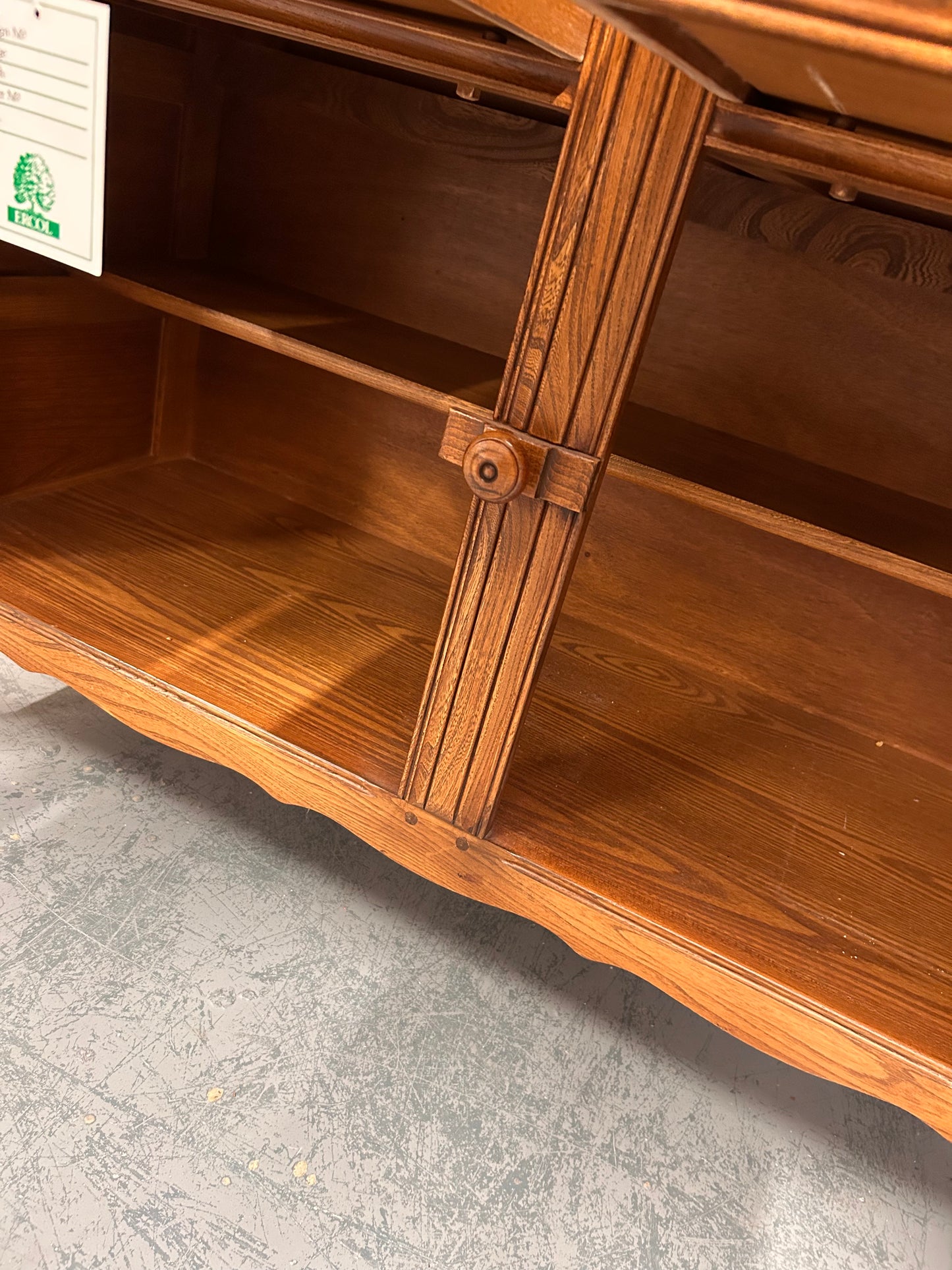 A vintage ERCOL Teak dresser two drawers cupboards plate rack kitchen storage