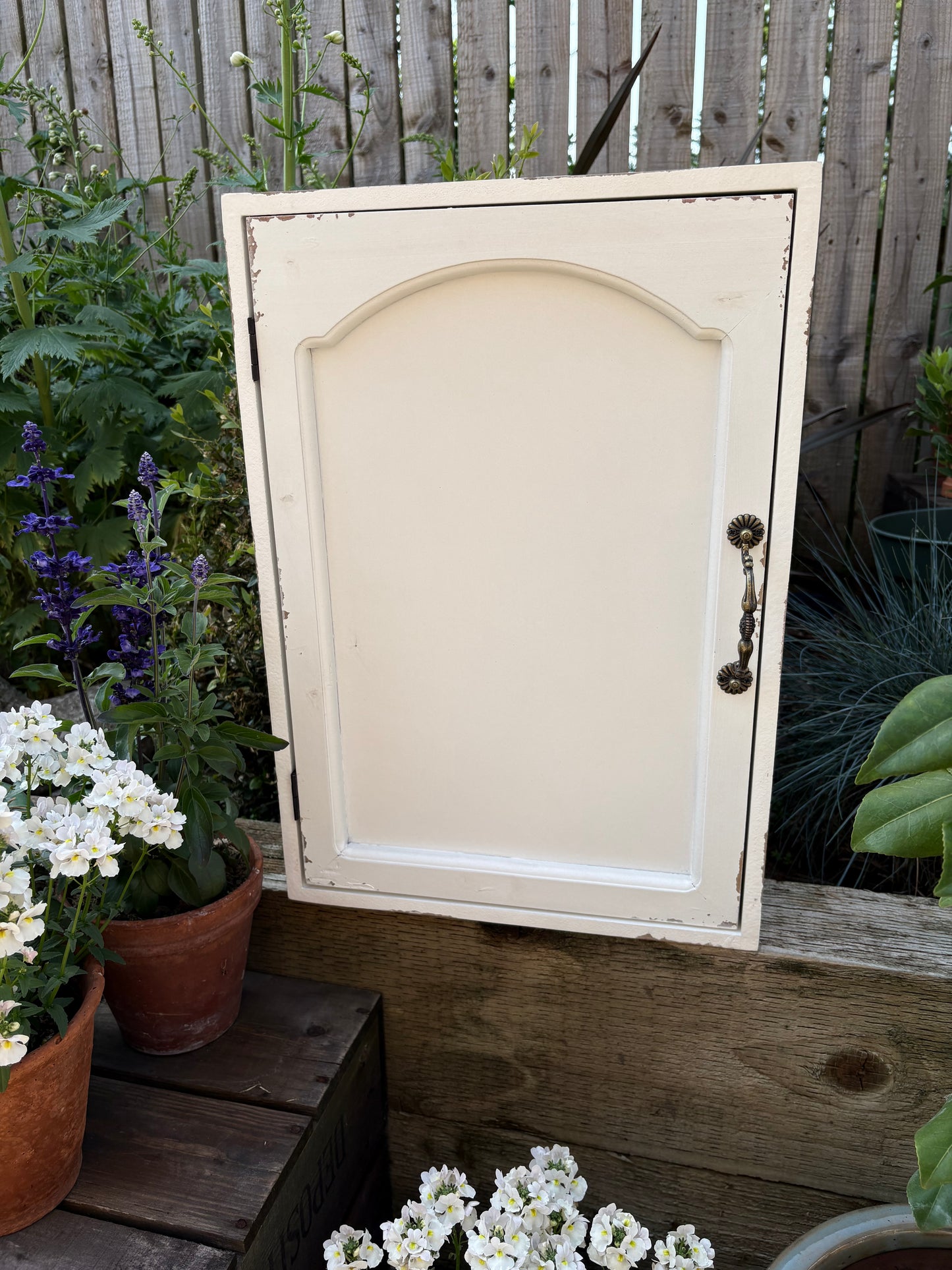 White shabby Wall Unit - Vintage style storage cabinet cupboard