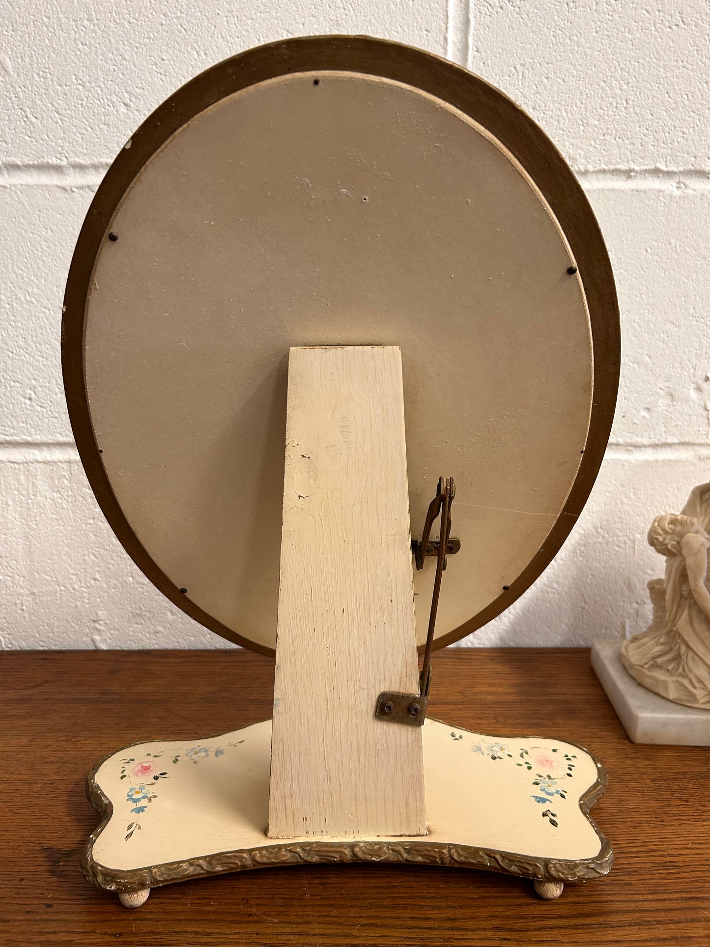 Beautiful Vintage 1960’s French Provincial Vanity Tilting Mirror HandPainted Floral Design