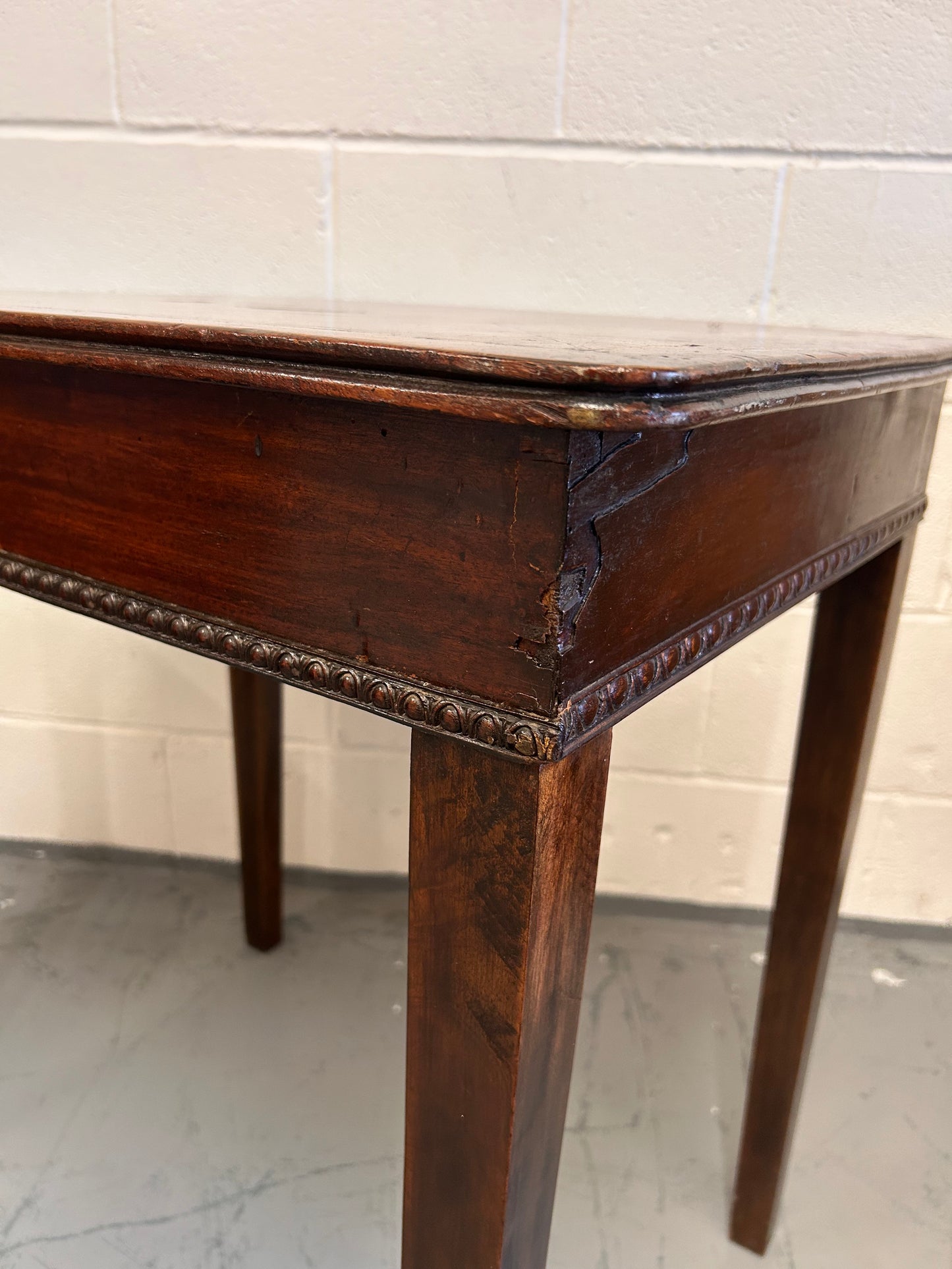 19th century inlaid mahogany country house rectangular side table with drawer.