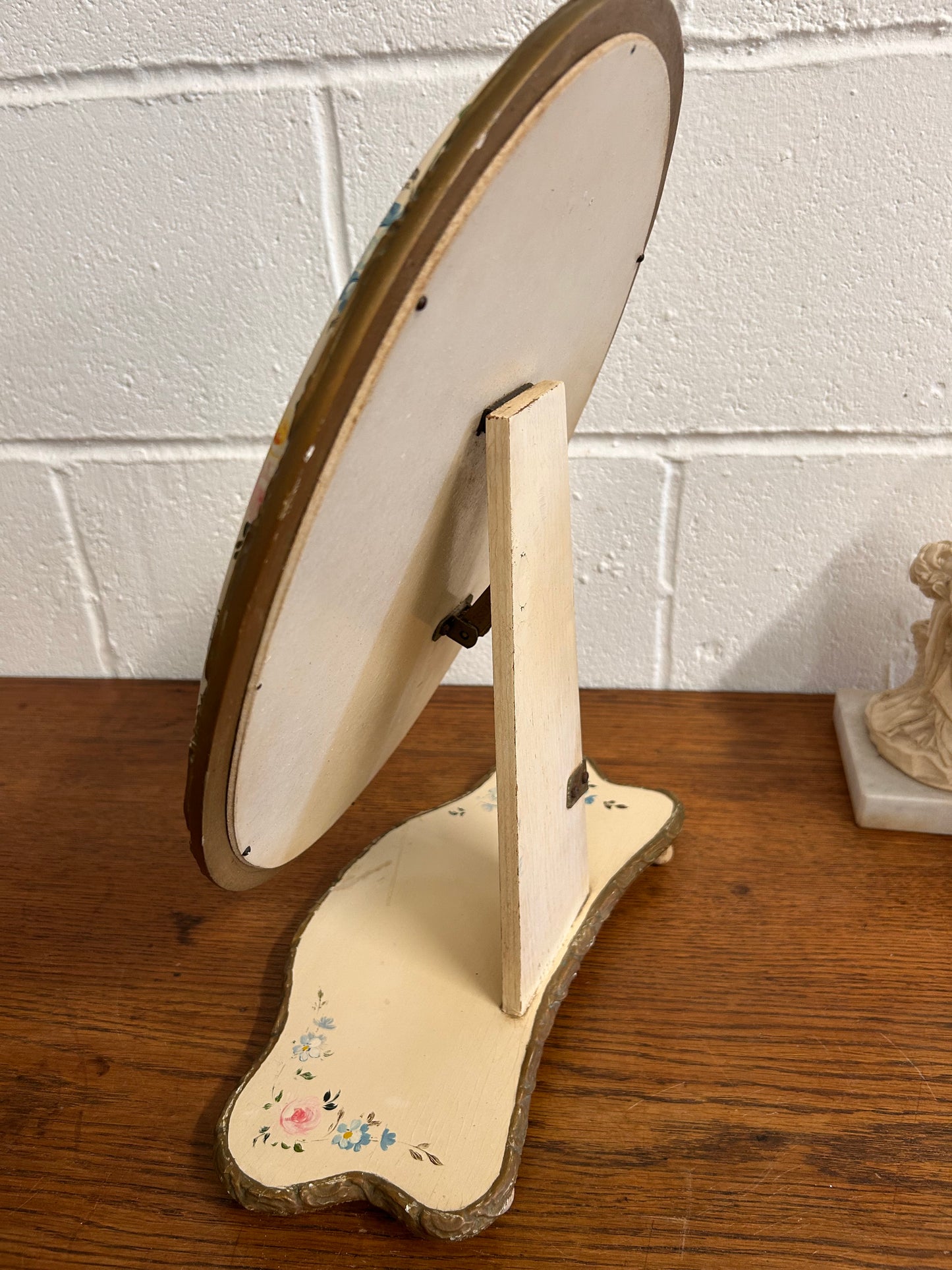 Beautiful Vintage 1960’s French Provincial Vanity Tilting Mirror HandPainted Floral Design