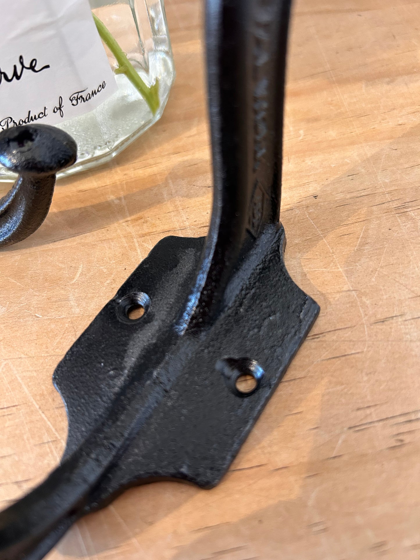 Black cast iron industrial wall coat hook, vintage style home decor