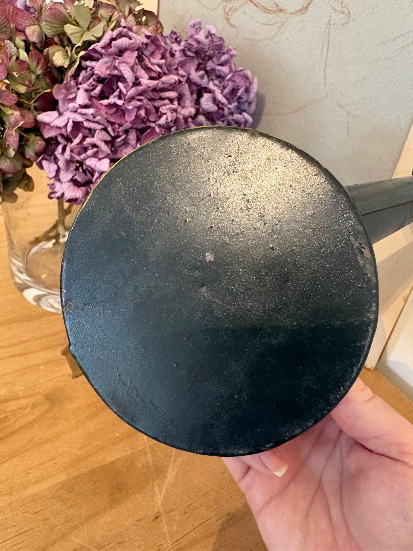 Vintage metal hand painted watering can plant pot