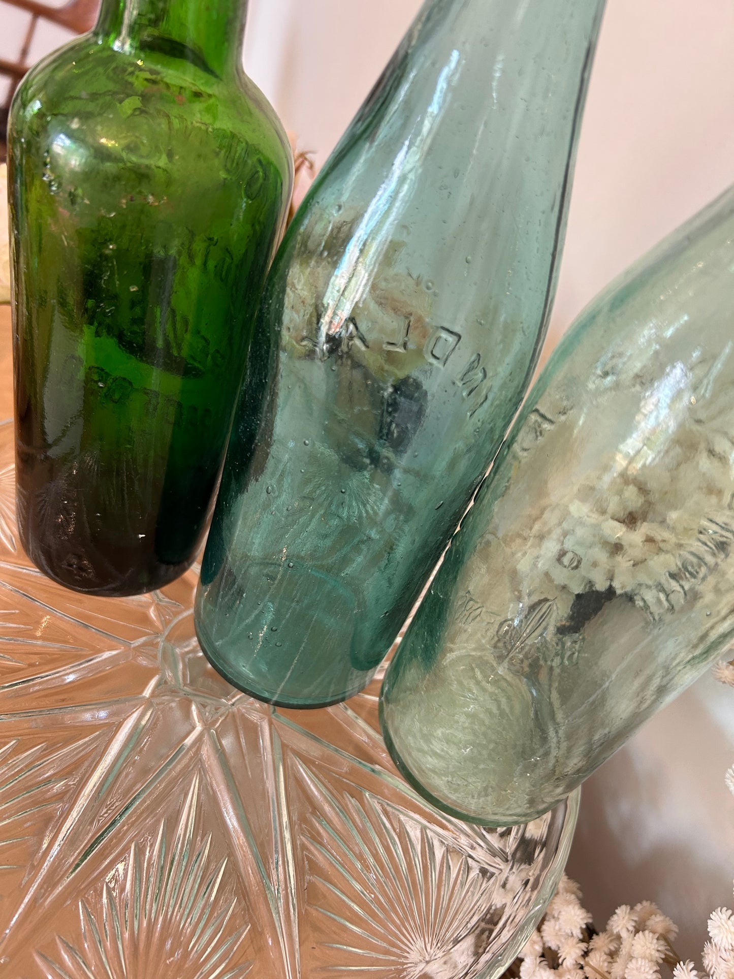 A Trio of vintage Yorkshire bottles various makers marks gorgeous colours