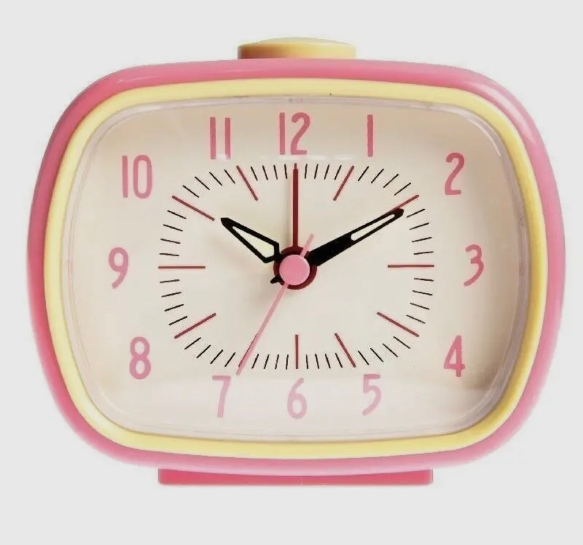 PINK Retro style freestanding mantle or bedside clock with alarm boxed great gift