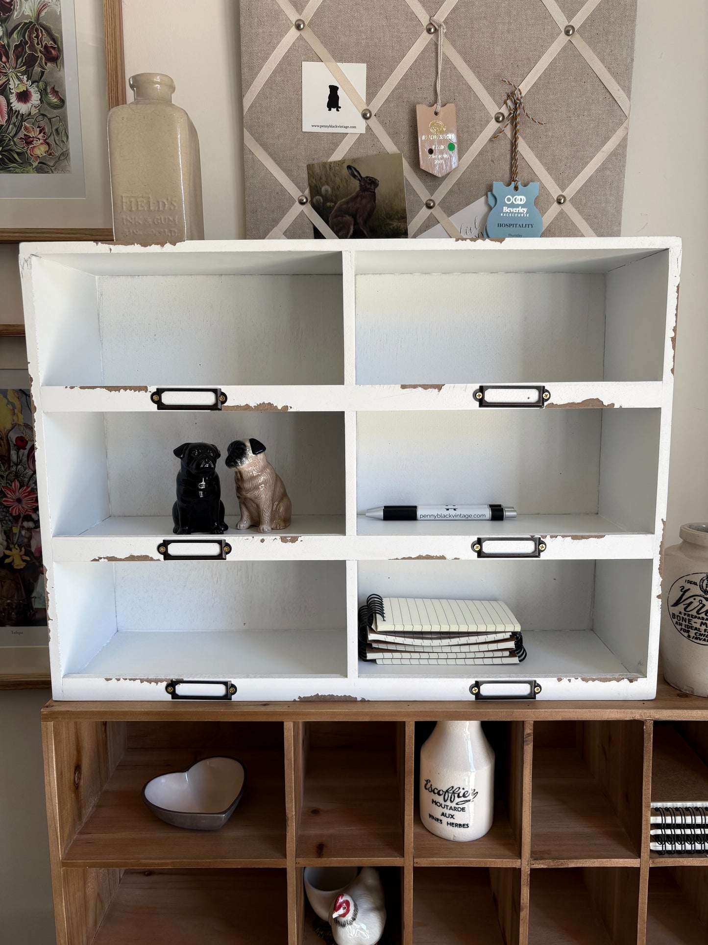 White Wood Pigeon hole Shelf Unit Crafts Kitchen Sorting Storage
