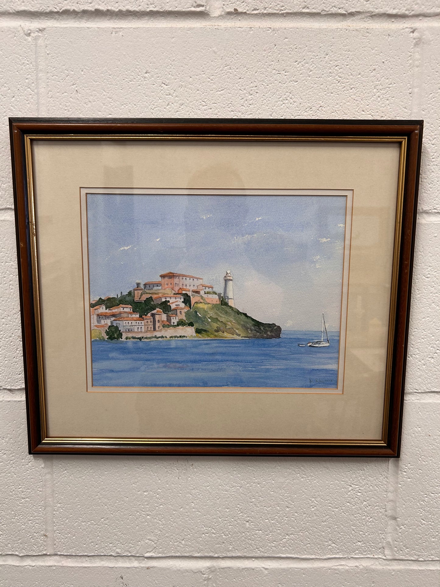 Lovely Vintage framed and signed coastal painting by Margaret Rhymes