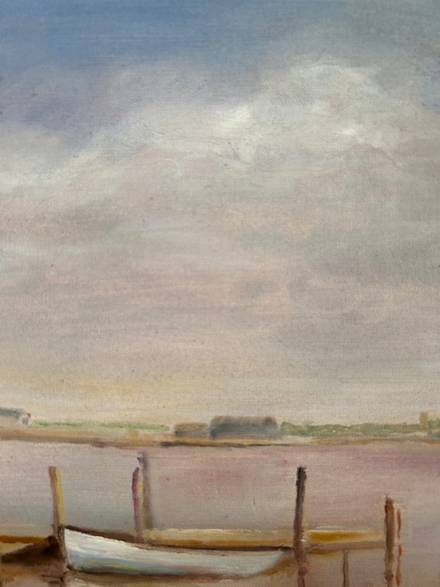 Pretty Vintage Framed Norfolk seascape oil painting delicate colours
