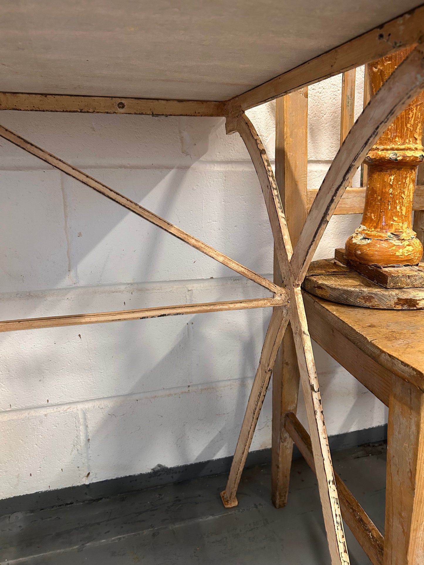 Console table French vintage marble top iron based indoor outdoor table