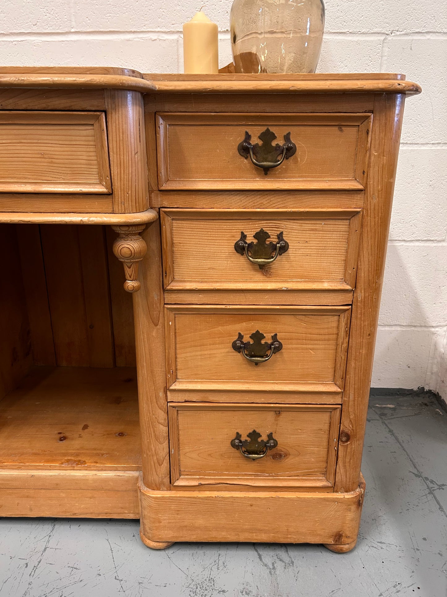 Antique Victorian Stripped Pine sideboard with Drawers Raised back