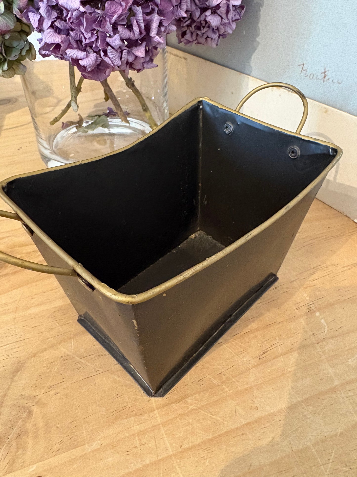 Vintage hand painted fruit design metal trough for flowers plants