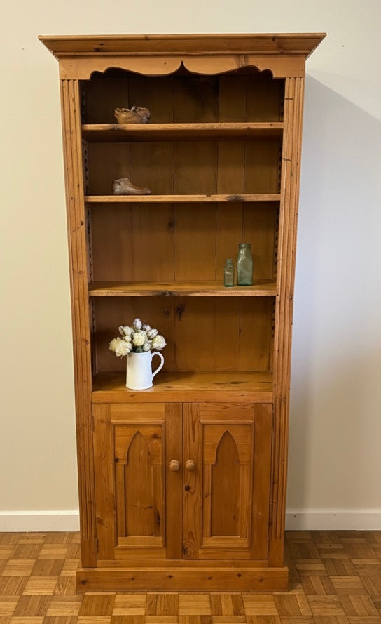 Tall Solid Wooden Rustic Pine Country Farmhouse Style Open Bookcase