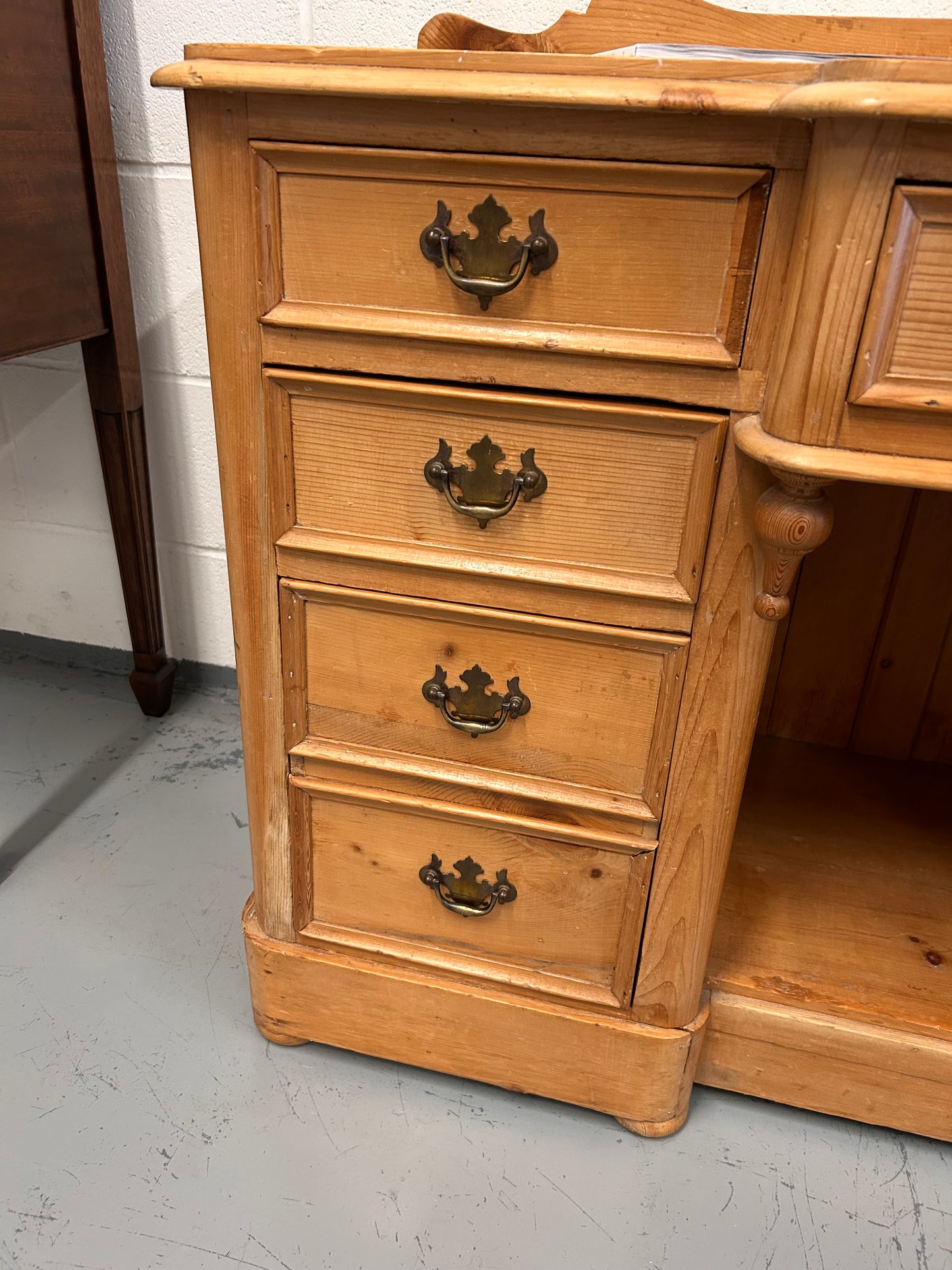 Antique Victorian Stripped Pine sideboard with Drawers Raised back