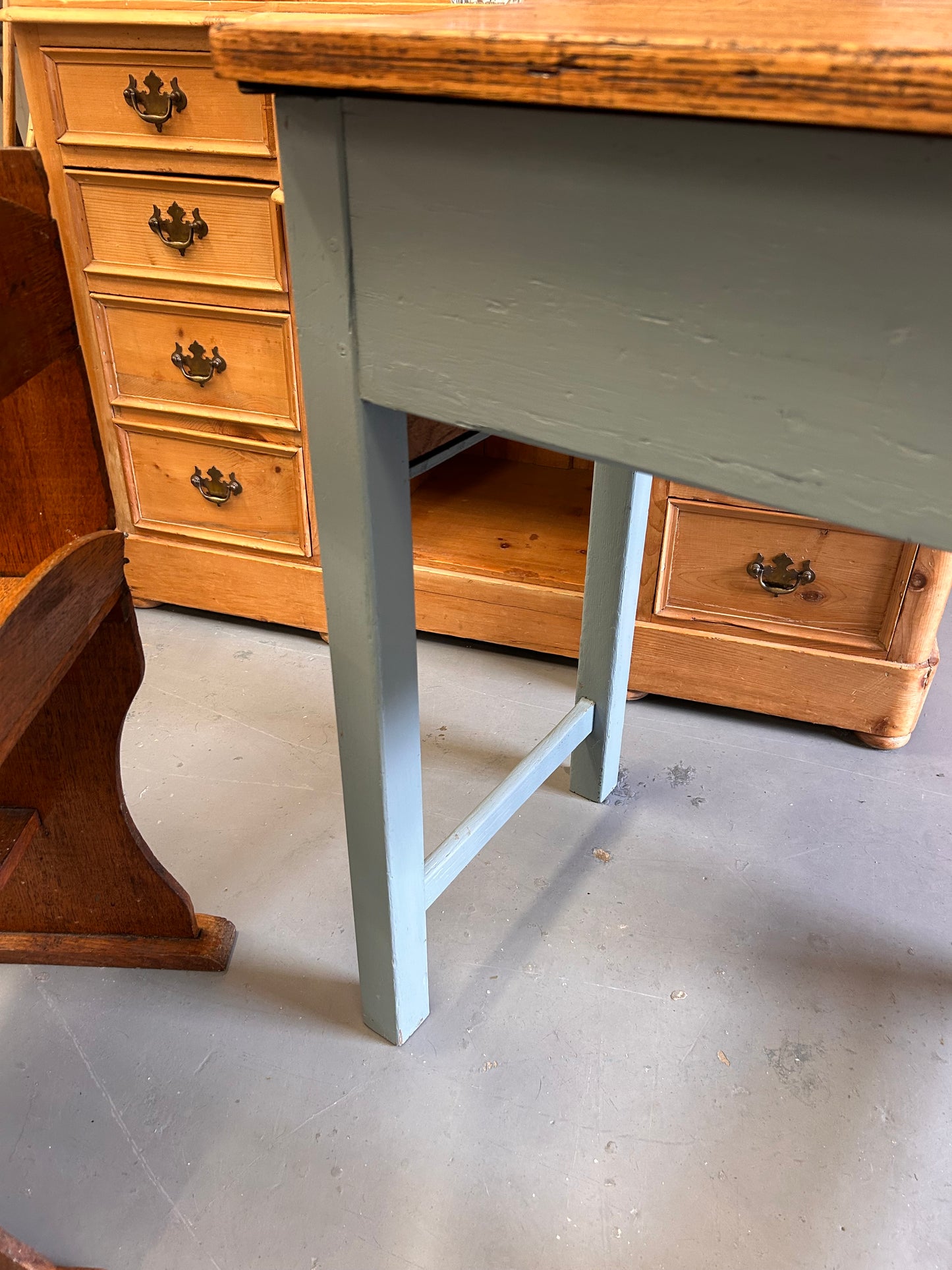 A Child’s painted blue traditional vintage school desk from 1950’s lift off lid