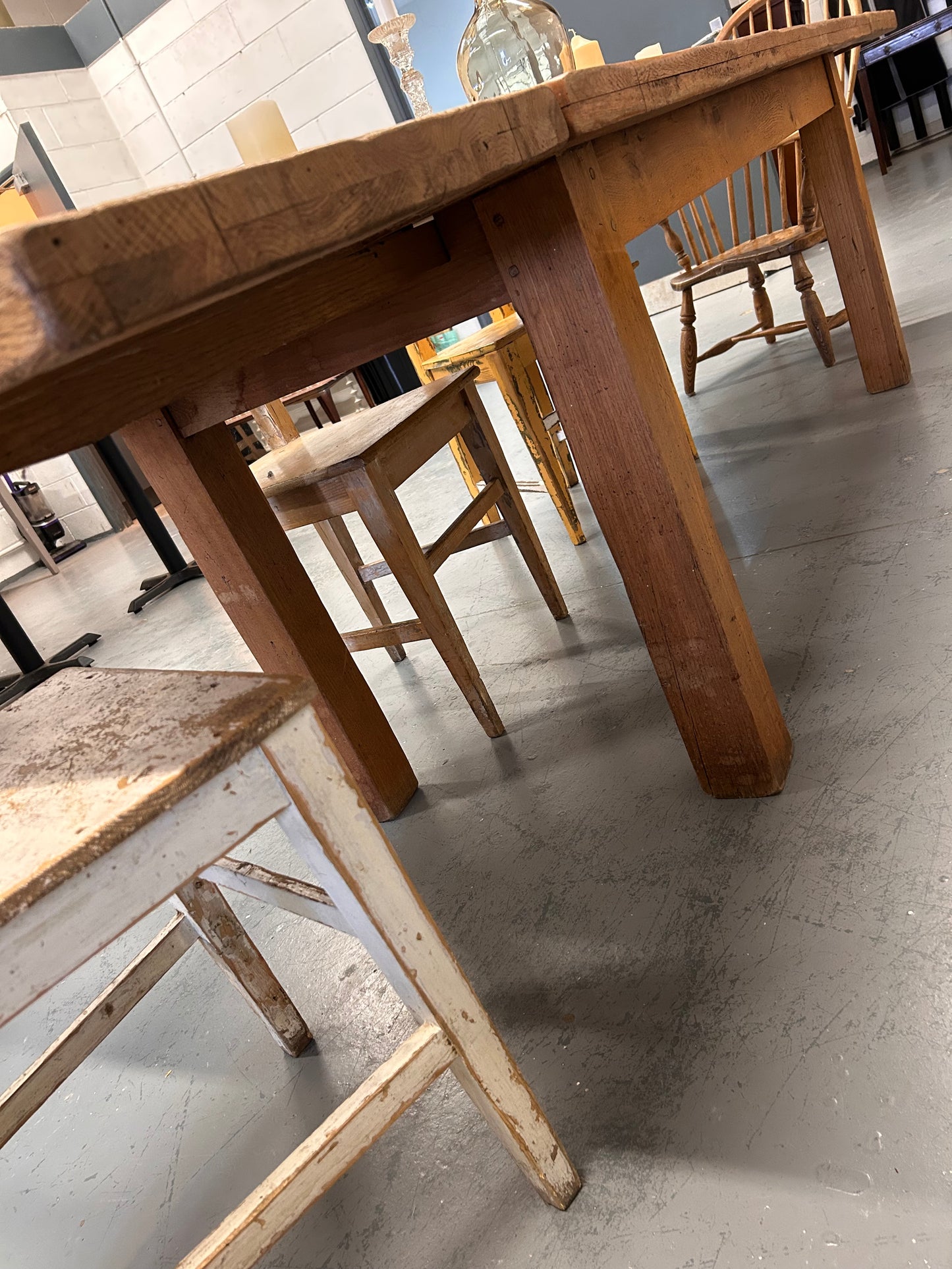 French Oak extending Refectory table thick wooden top and base Seat up-to 12