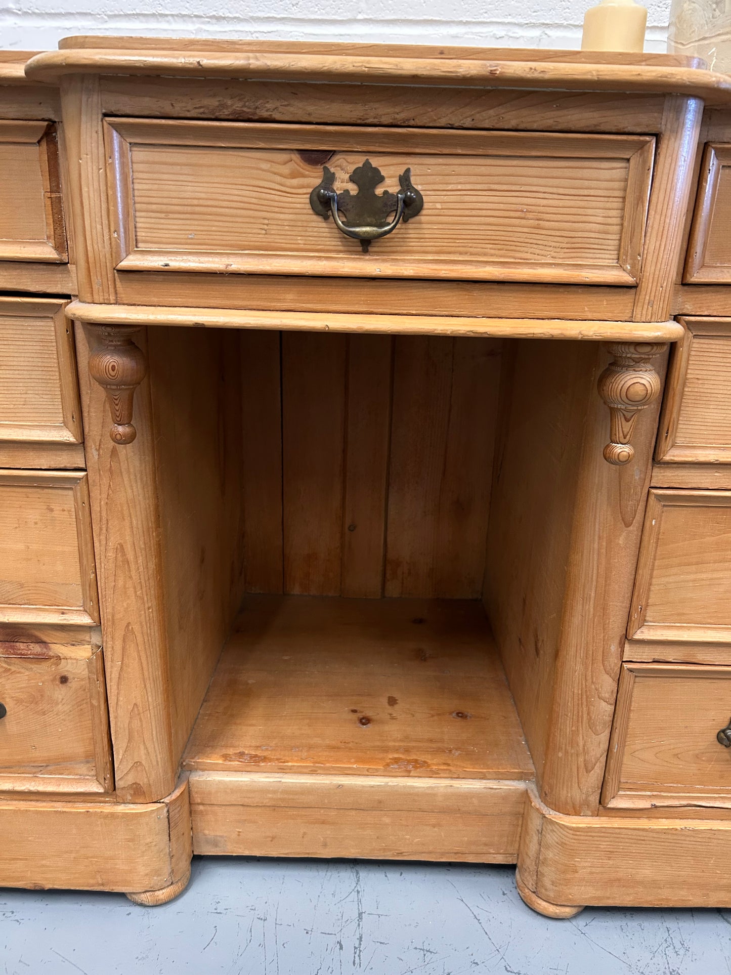 Antique Victorian Stripped Pine sideboard with Drawers Raised back