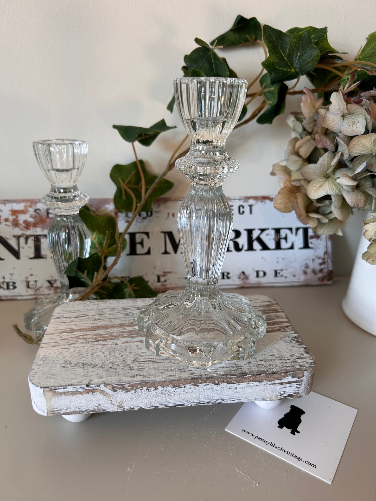 Clear Pressed Glass Vintage Style Candle stick holder