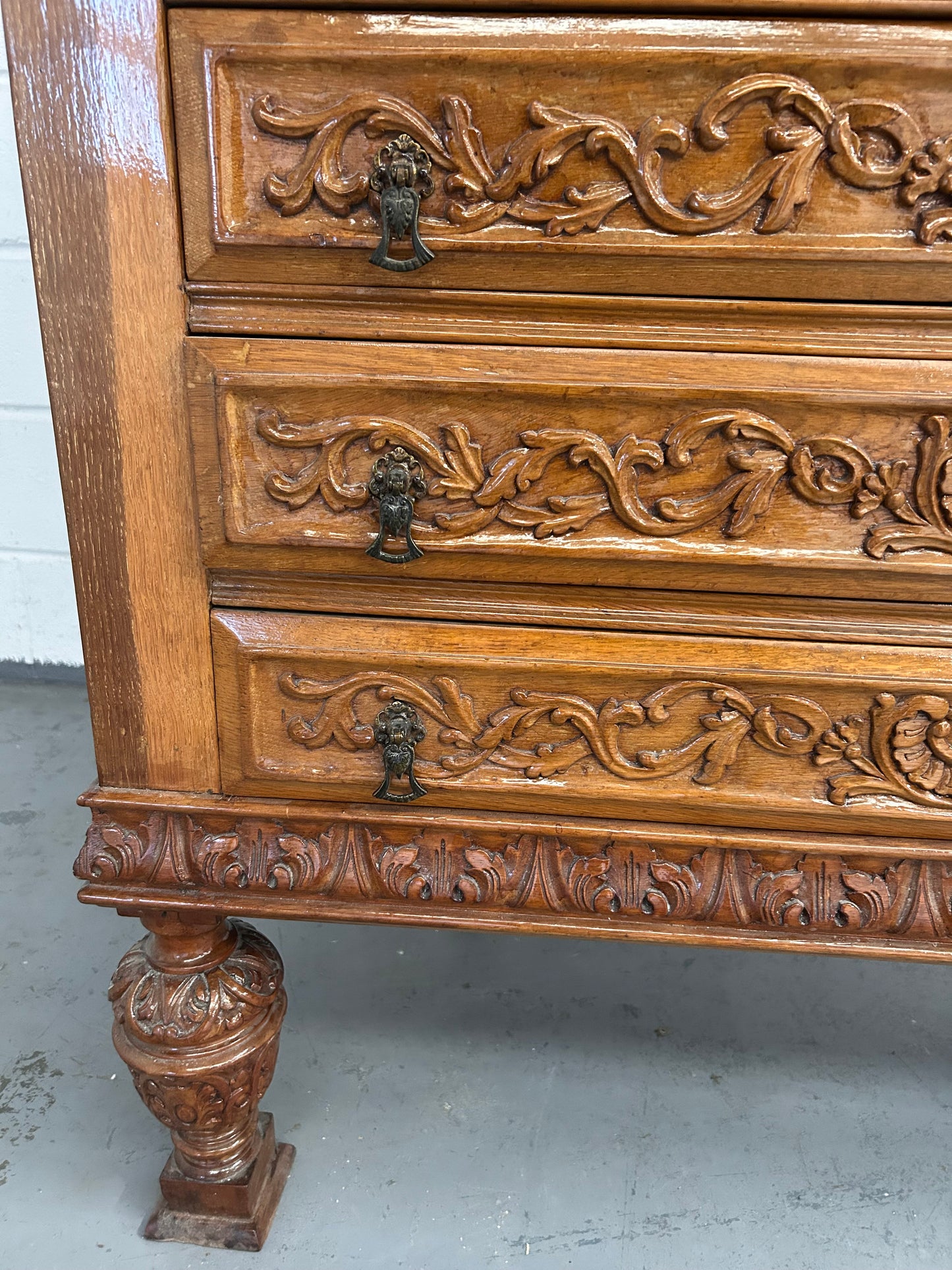 Big Vintage French Drinks cabinet with 3 drawers and mercury mirror lined cupboard