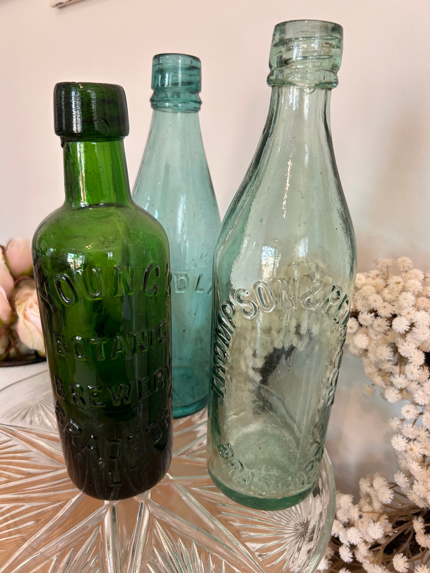 A Trio of vintage Yorkshire bottles various makers marks gorgeous colours