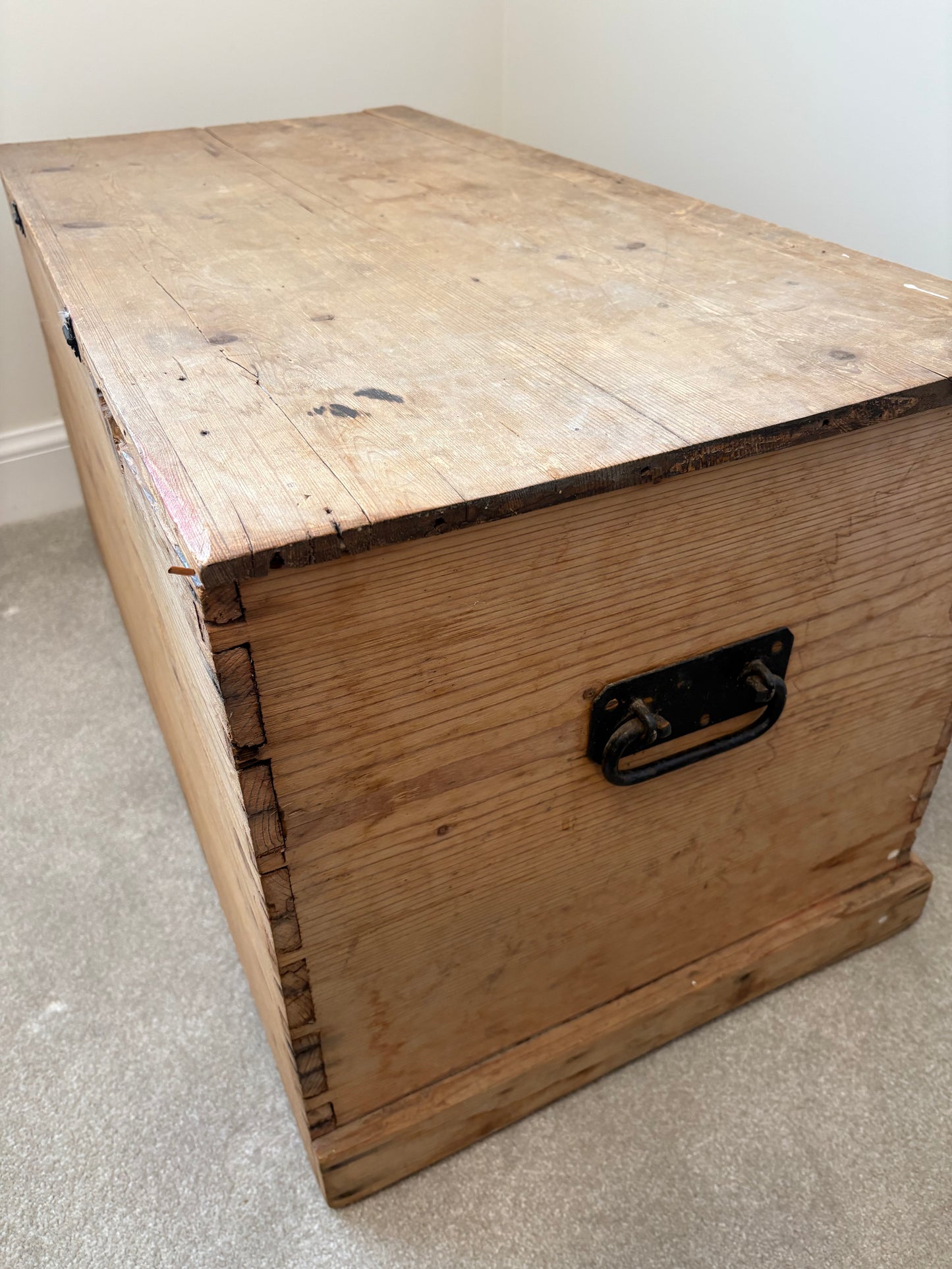 Antique Pine chest trunk blanket box storage coffee table