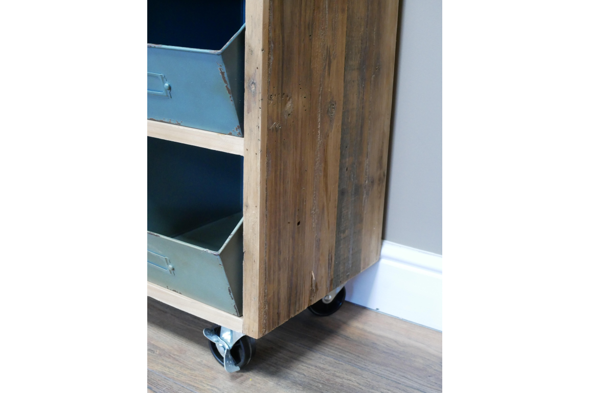 Rustic Wood and Metal multi drawer Storage sideboard unit