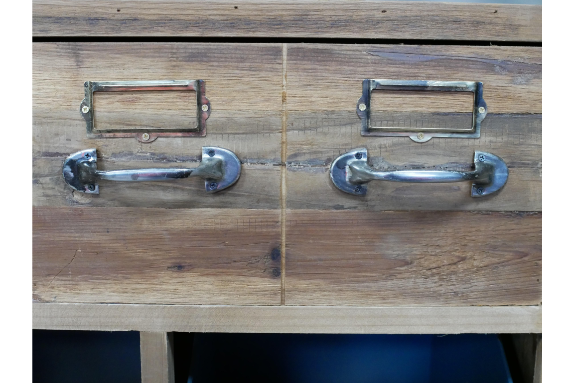 Rustic Wood and Metal multi drawer Storage sideboard unit
