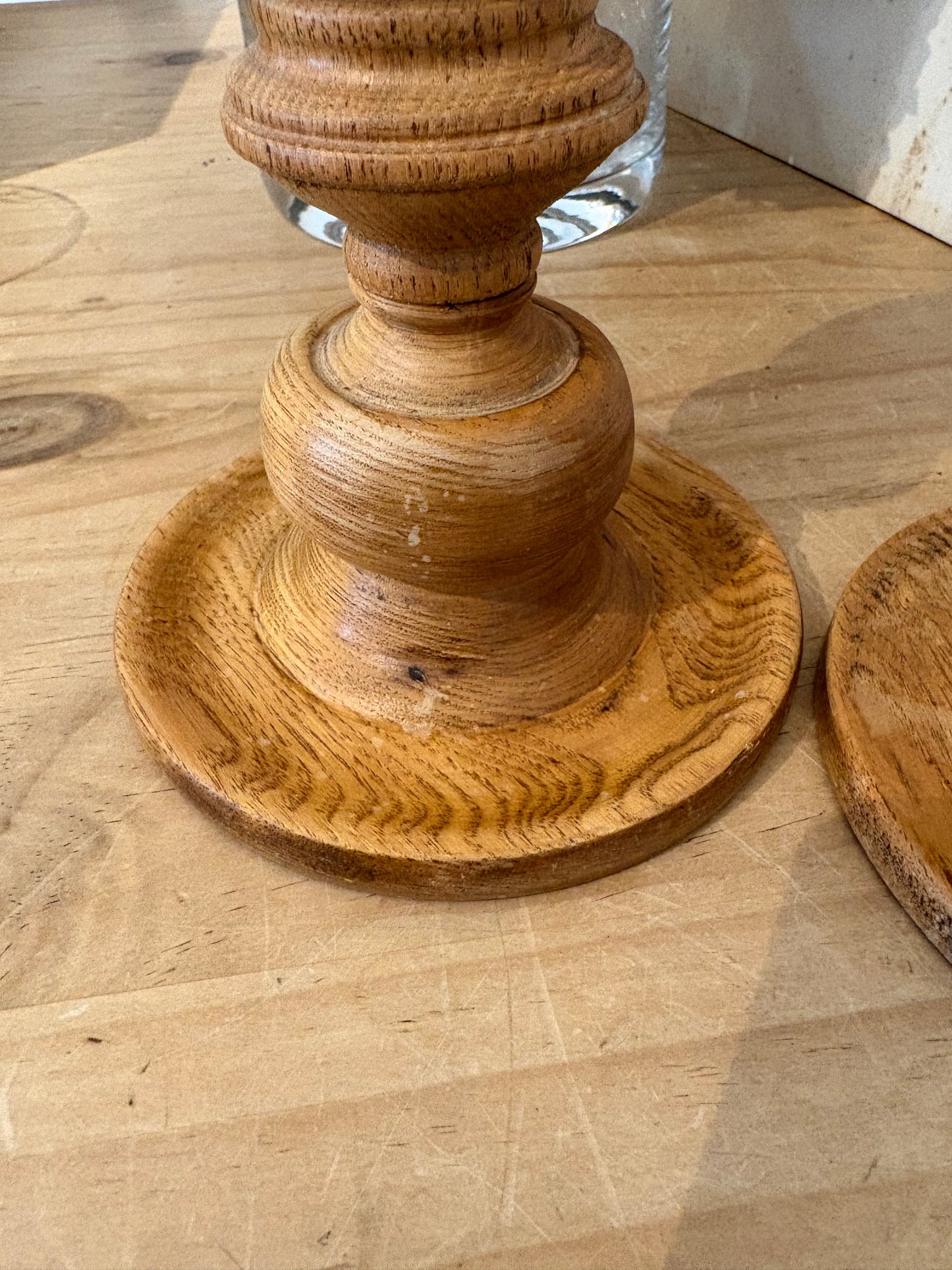 Pair of Vintage Wood Turned candlestick holders