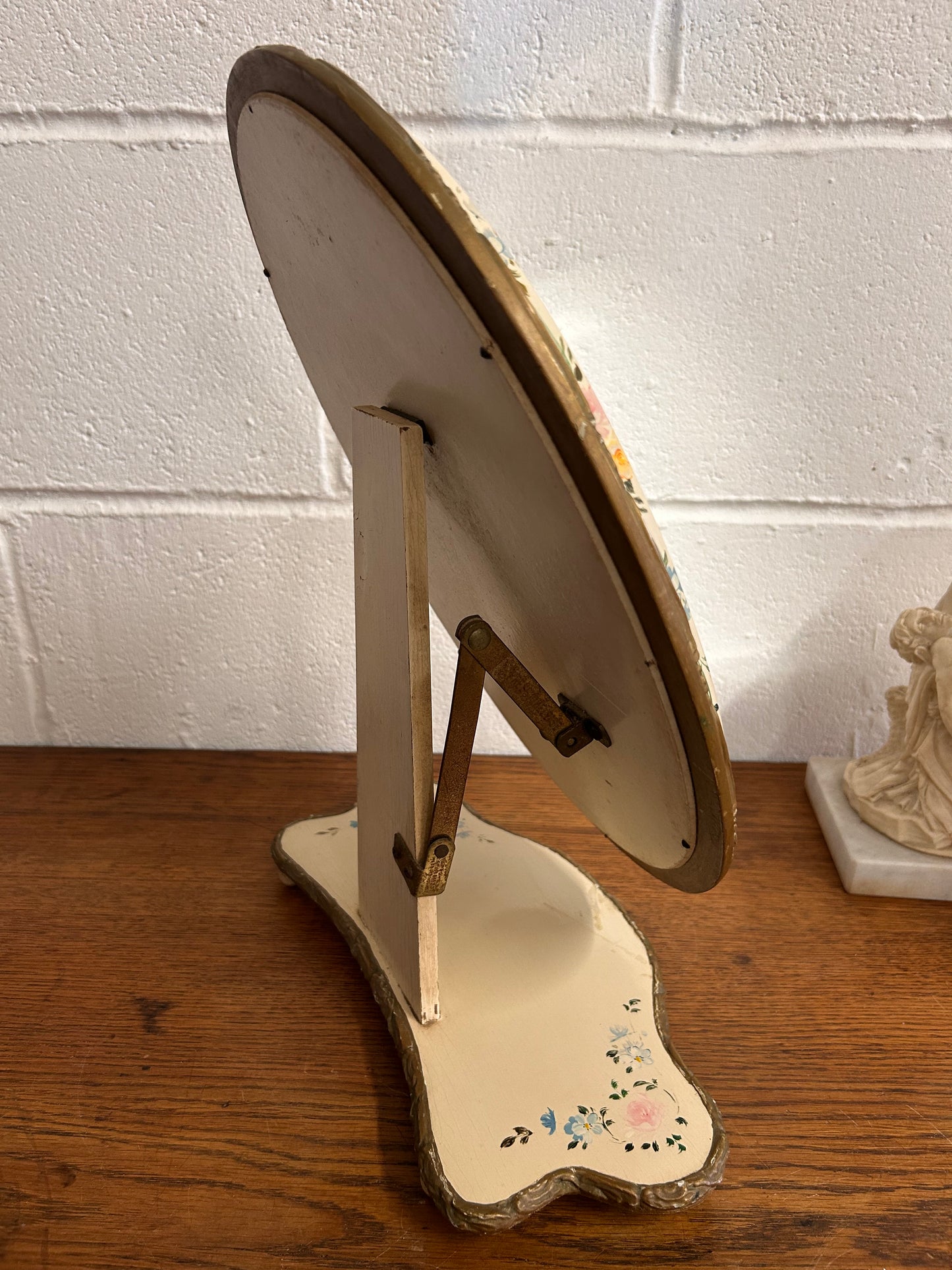 Beautiful Vintage 1960’s French Provincial Vanity Tilting Mirror HandPainted Floral Design