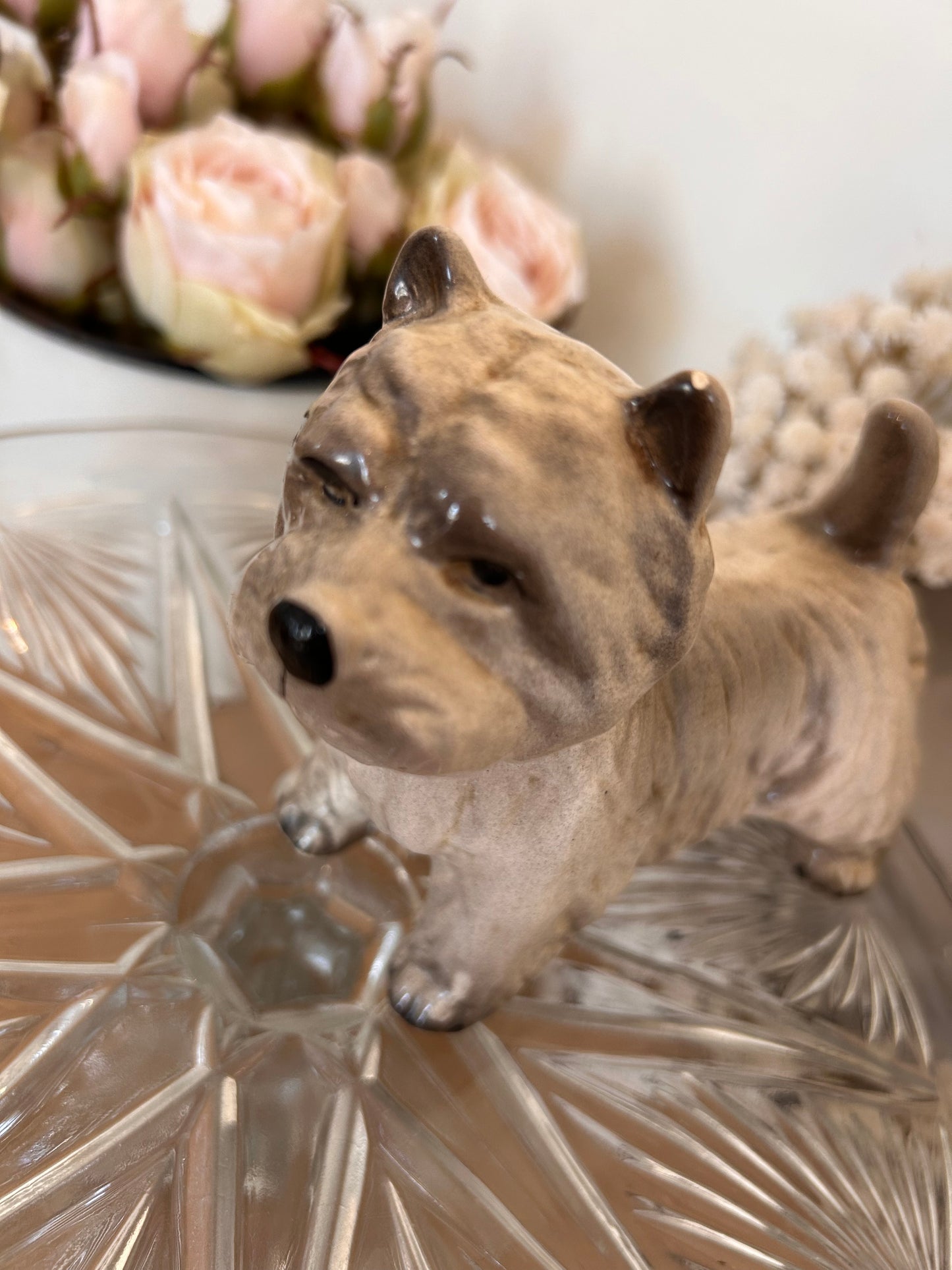 Cute vintage pottery Cairn terrier dog figure