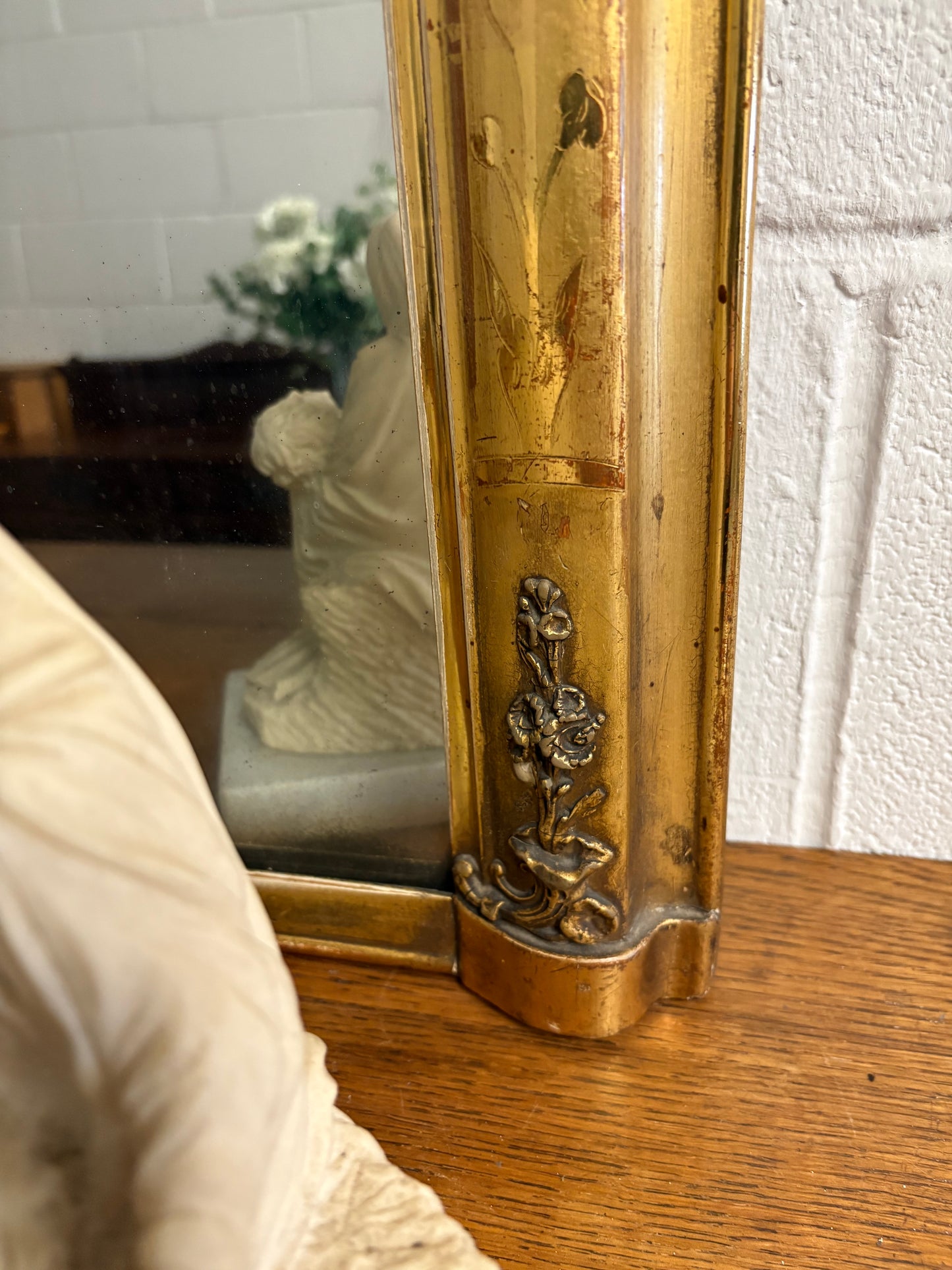 Stunning 19th Century Antique Gilt framed Foxed Glass overmantle mirror