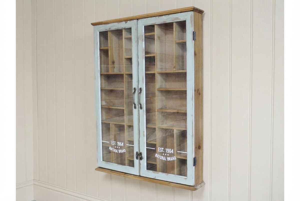 Aqua shabby Pigeon hole type Wall Unit - printer tray style storage Vertical