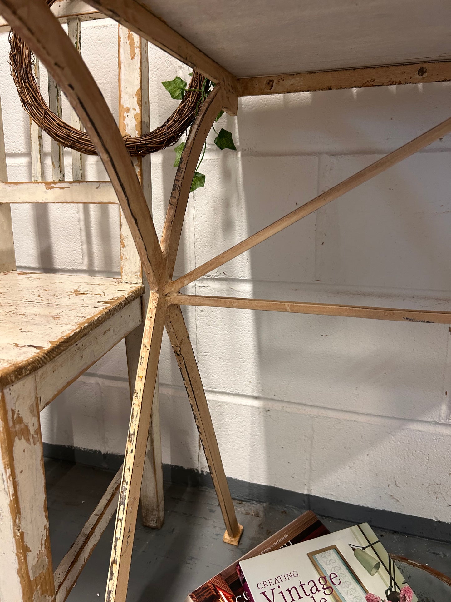 Console table French vintage marble top iron based indoor outdoor table