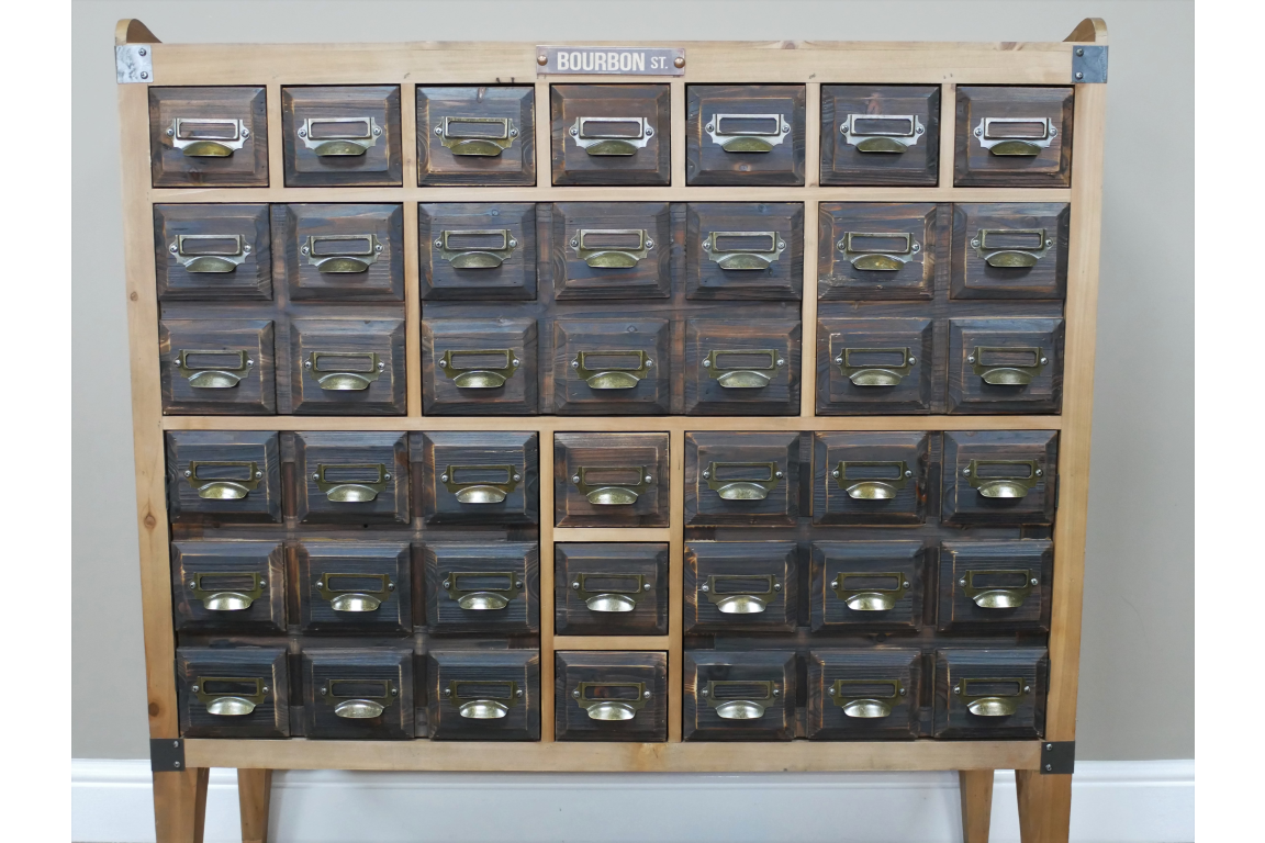 Black Wood Multi Drawer Apothecary Style Cabinet - office crafts storage collector
